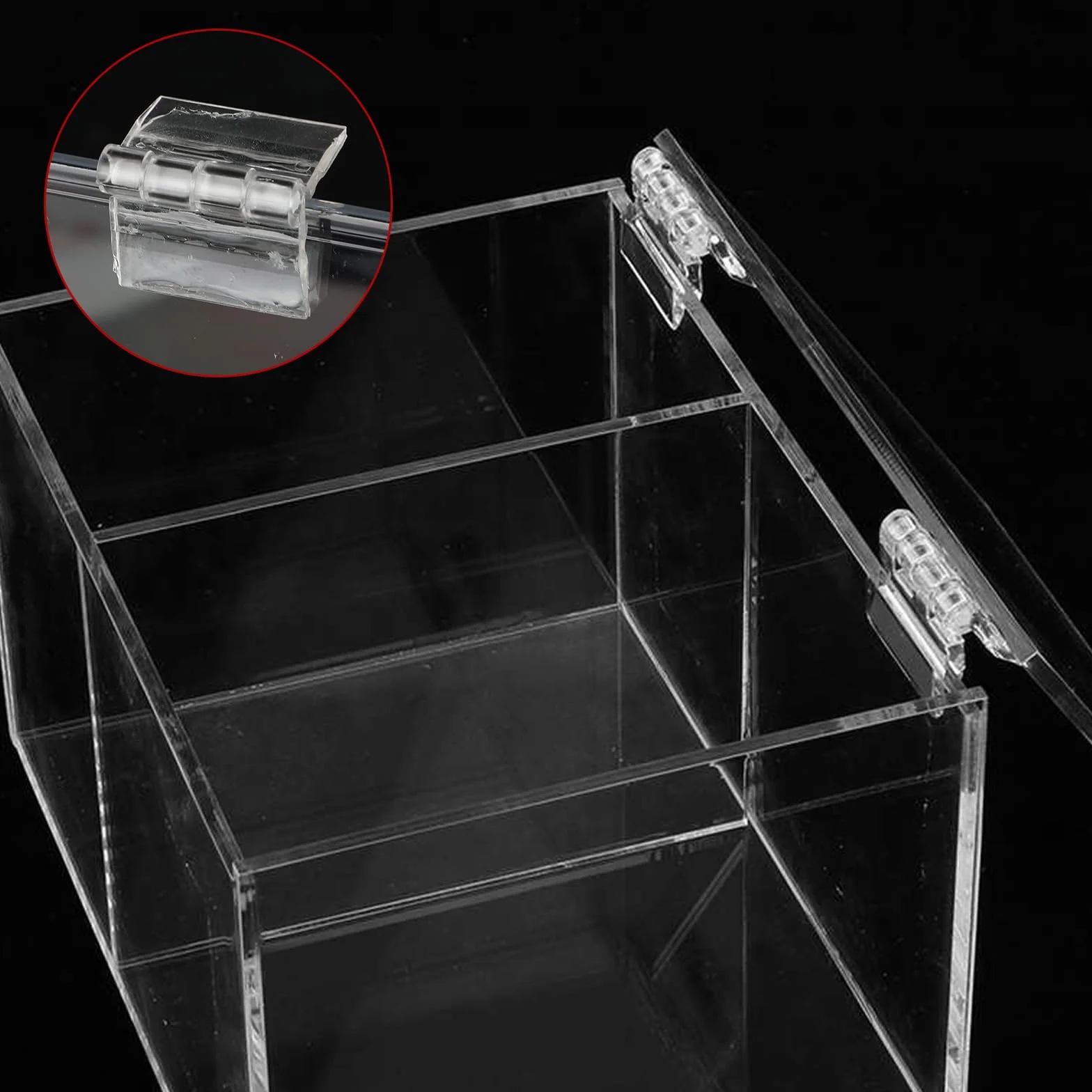 Bisagras de plástico transparente autoadhesivas, bisagra de piano continua, bisagra plegable para muebles y acuario