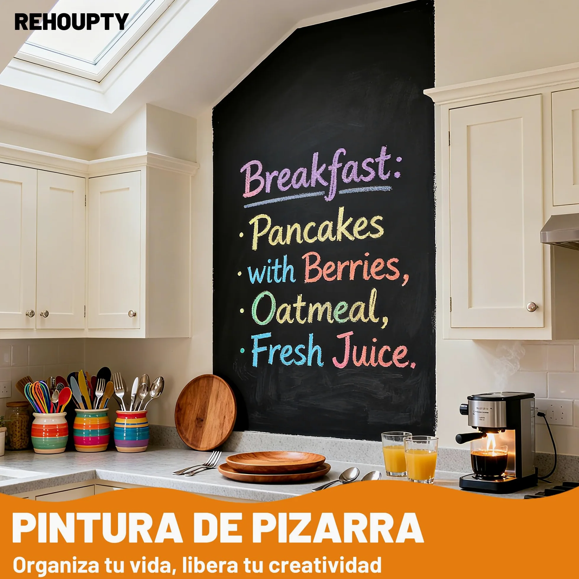 Pintura Pizarra Negra - Pintura Para Pizarrón Negro Mate, 1L Aplicación Fácil Y De Brocha Revestimiento Acrílico, Terminado De Pizarrón Para Madera, Metal, Muebles, Paredes Y Manualidades Cubre 6-8m²