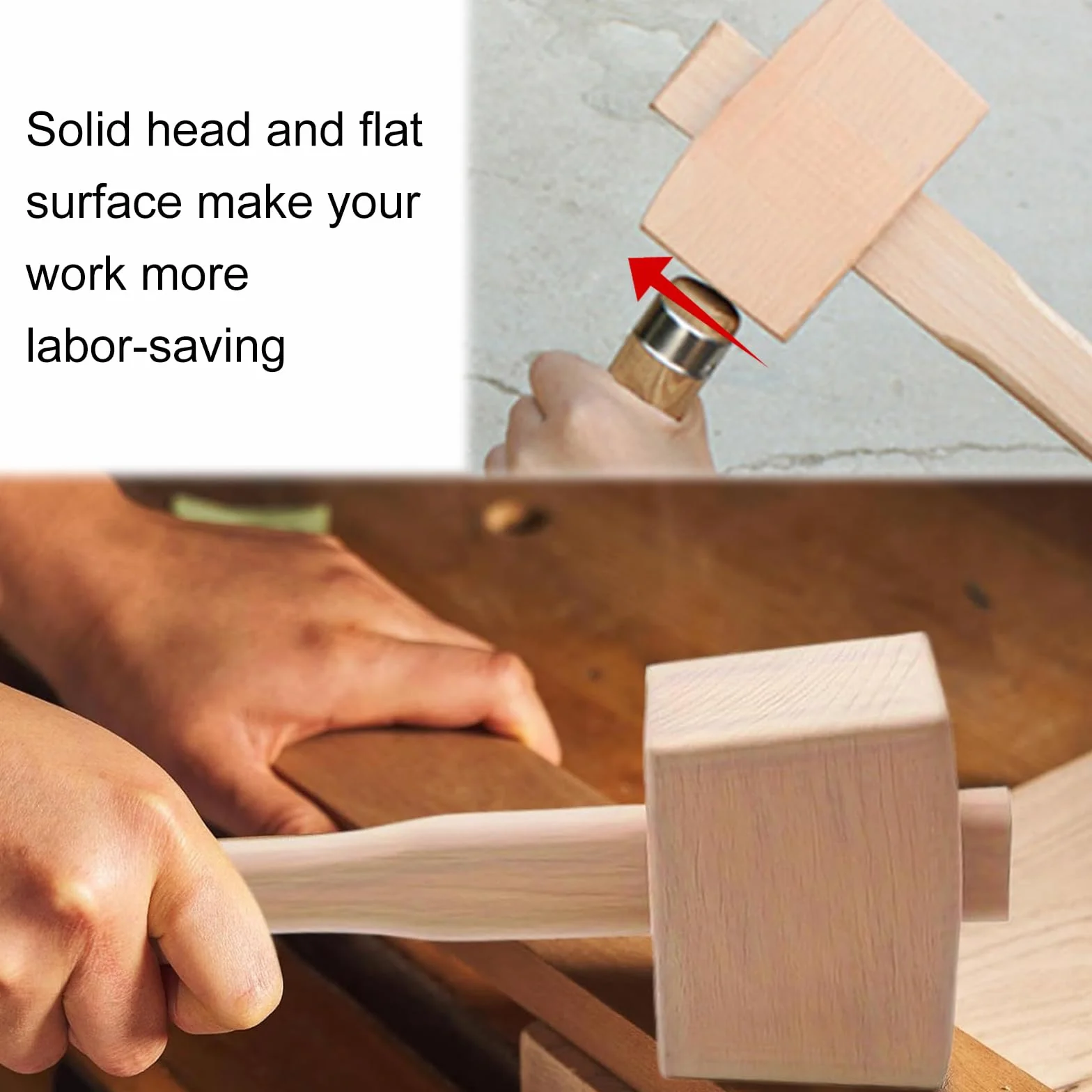Martillo de Madera, Mazo de Madera, Herramienta de Carpintería, Martillo de Carpintería, Martillo de Mazo, para Carpintería, Aficionados Al Bricolaje, para Colocar y Ensamblar Muebles de Madera
