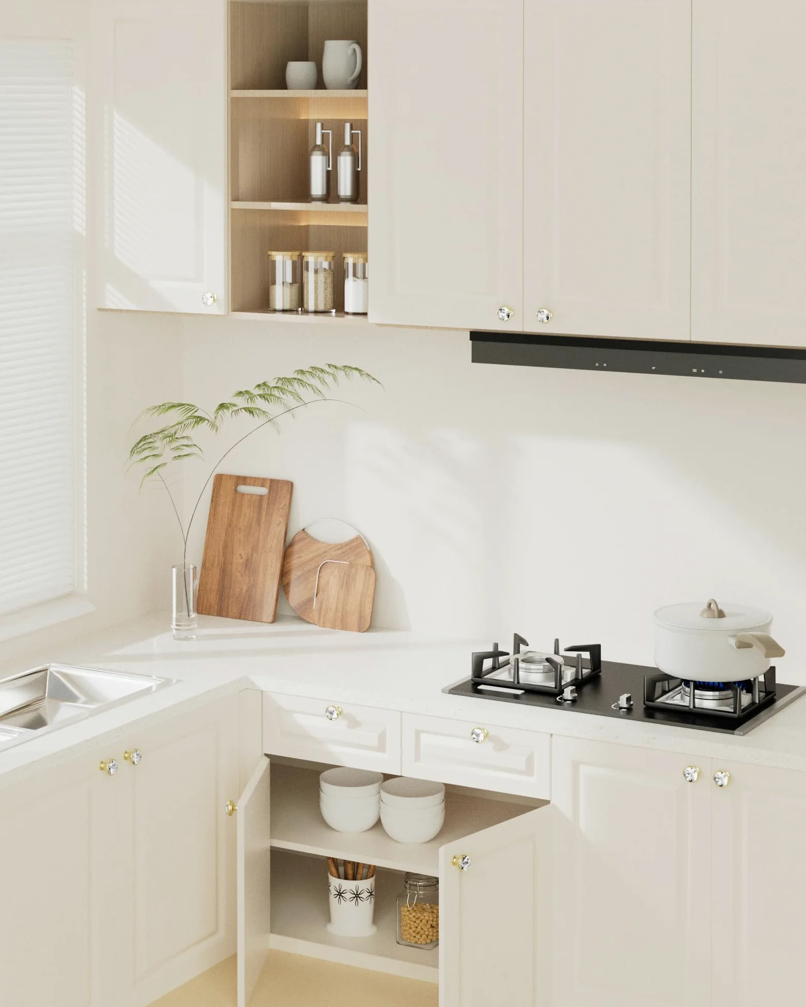 FURNIWARE - 10 piezas de pomos de gabinete de cristal con 2 tamaños de tornillos, tiradores de cajón de 34,2 mm, elegante oro diamante, orificio único transparente para armarios de cocina, cómoda
