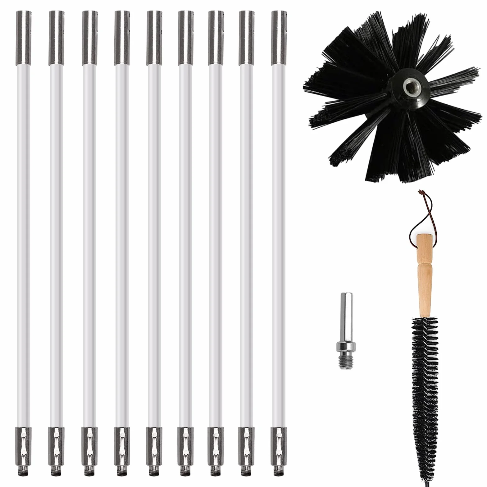Nizirioo 12pcs Kit De Limpieza Chimenea Cepillo Cepillo Para Chimenea Con Varillas De Nailon, Cabezal Hexagonal