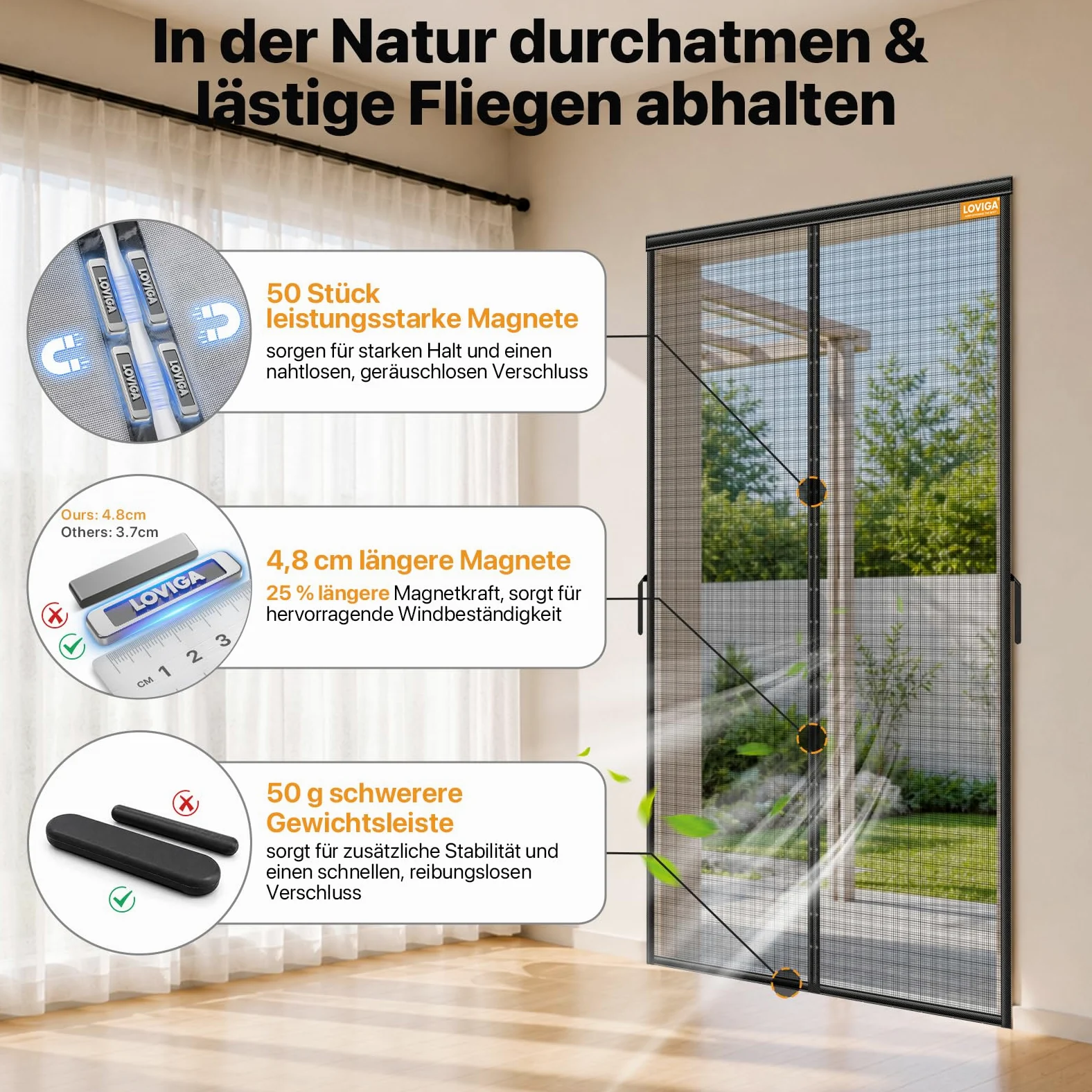 LOVIGA 100x220 cm mosquitera puerta magnetica, mosquitera puerta con 50 imanes, mosquiteras para puertas de fibra de vidrio, cortina mosquitera puerta exterior, mosquitera magnetica