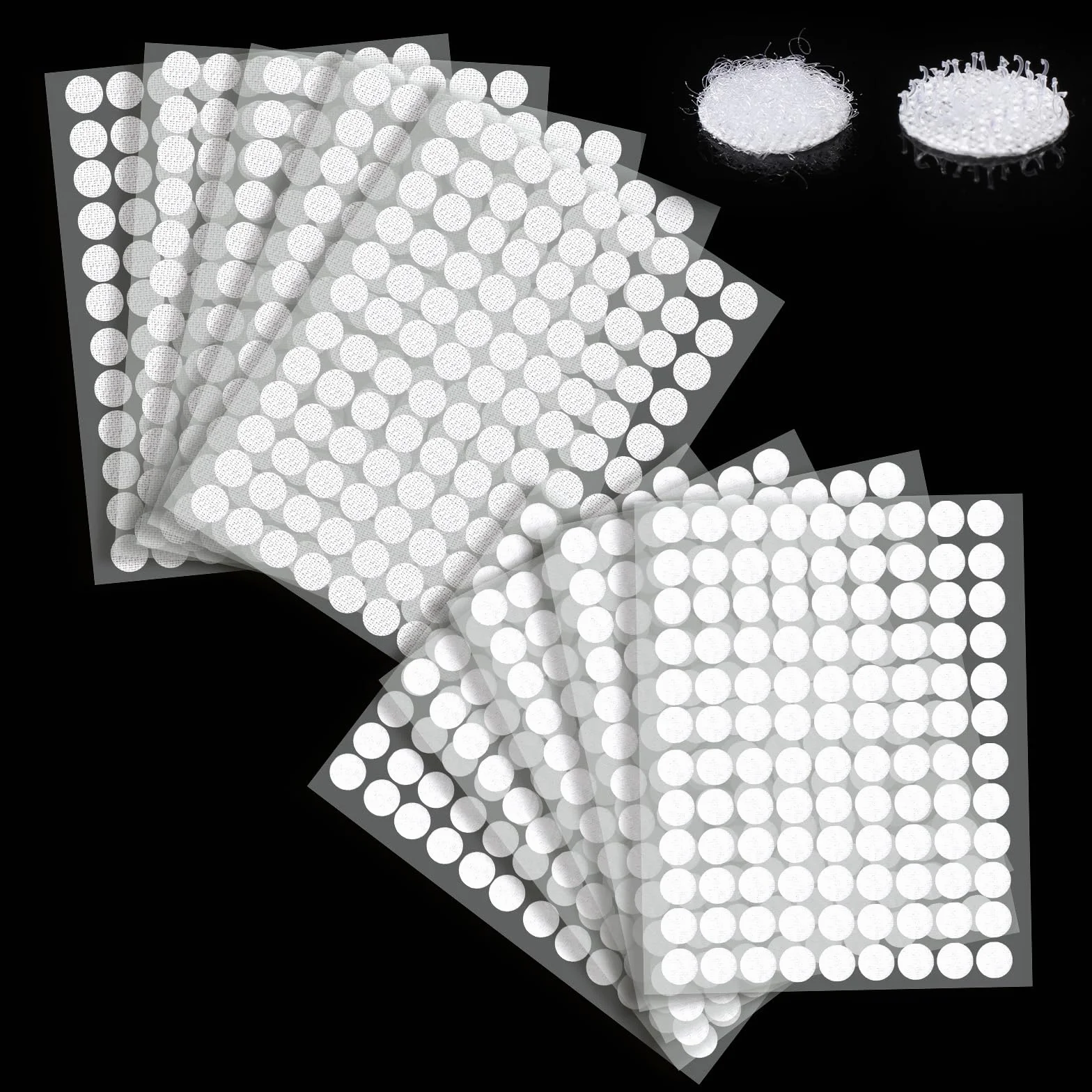 Vinabo 1080 Piezas de Pegatinas Redondas para Rayar, 540 Pares de Ganchos y Bucles Autoadhesivos con Puntos para Rayar de 10 mm, Puntos para Rayar Autoadhesivos para Bricolaje, Manualidades, etc