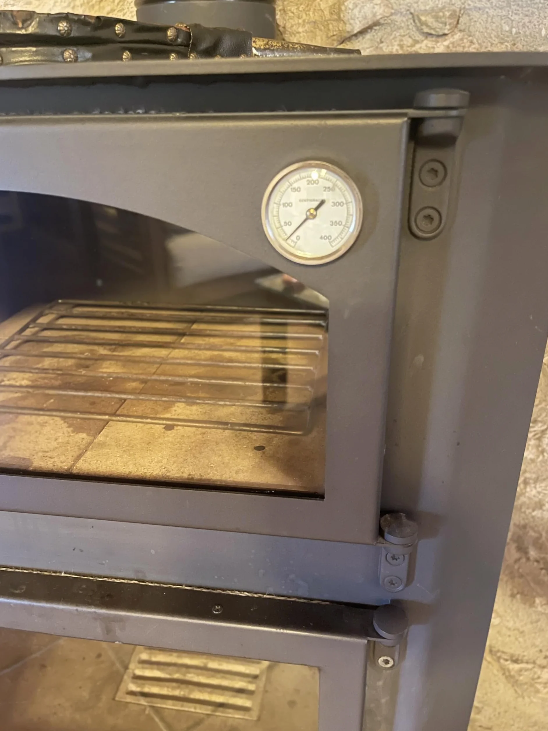 Termómetro para Puertas de Horno de leña, Escala de 0 a 500ºC, diámetro Esfera 52 mm, Vaina de 30 mm
