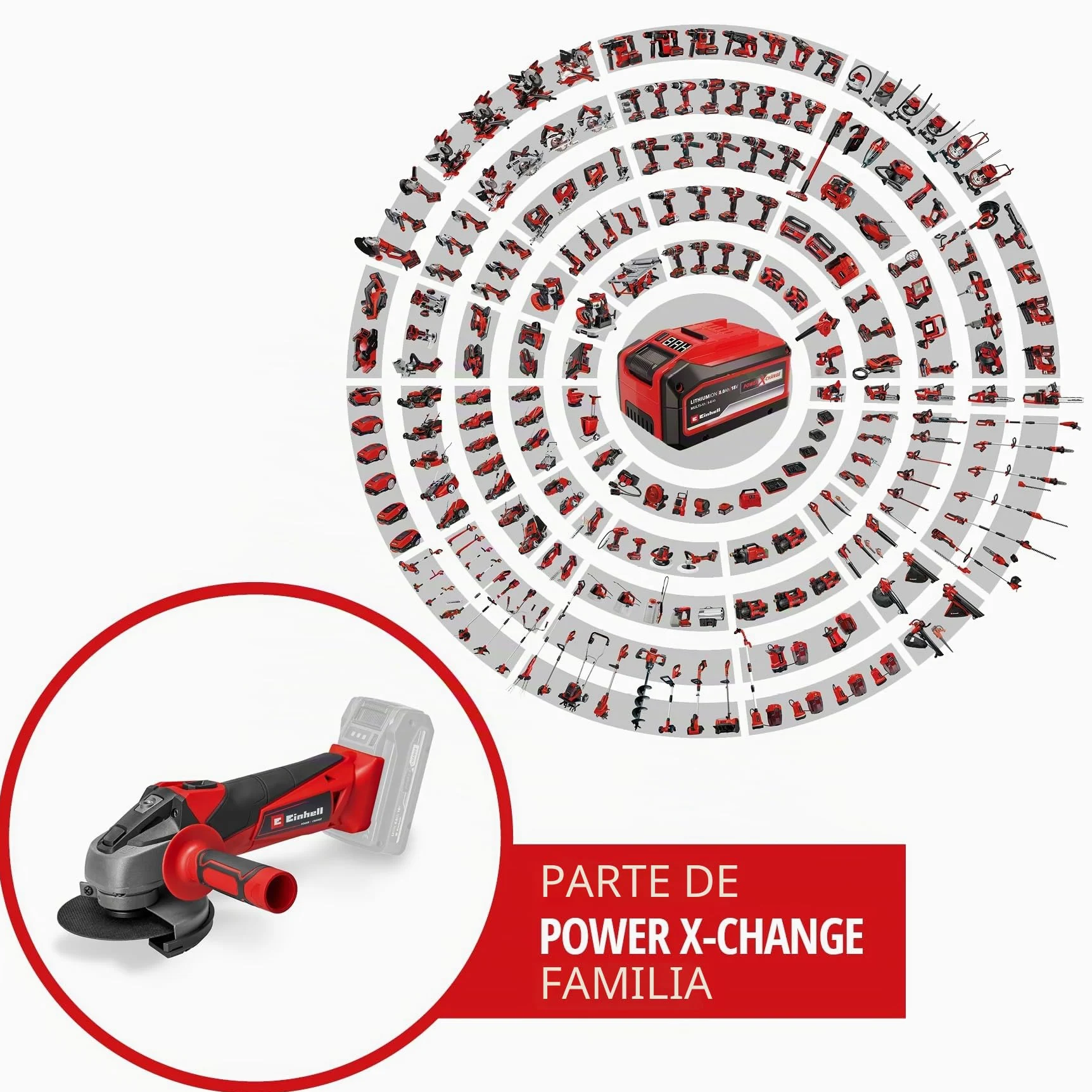 Einhell Amoladora angular con batería TC-AG 18/115 Li-Solo Power X-Change (18 V, 115 mm diámetro de disco, 28 mm profundidad de corte, arranquue suave, sin disco, sin batería) | PXC | 18 V | Ø 115 mm | Profundidad de corte 28 mm | Arranque progresivo | Si