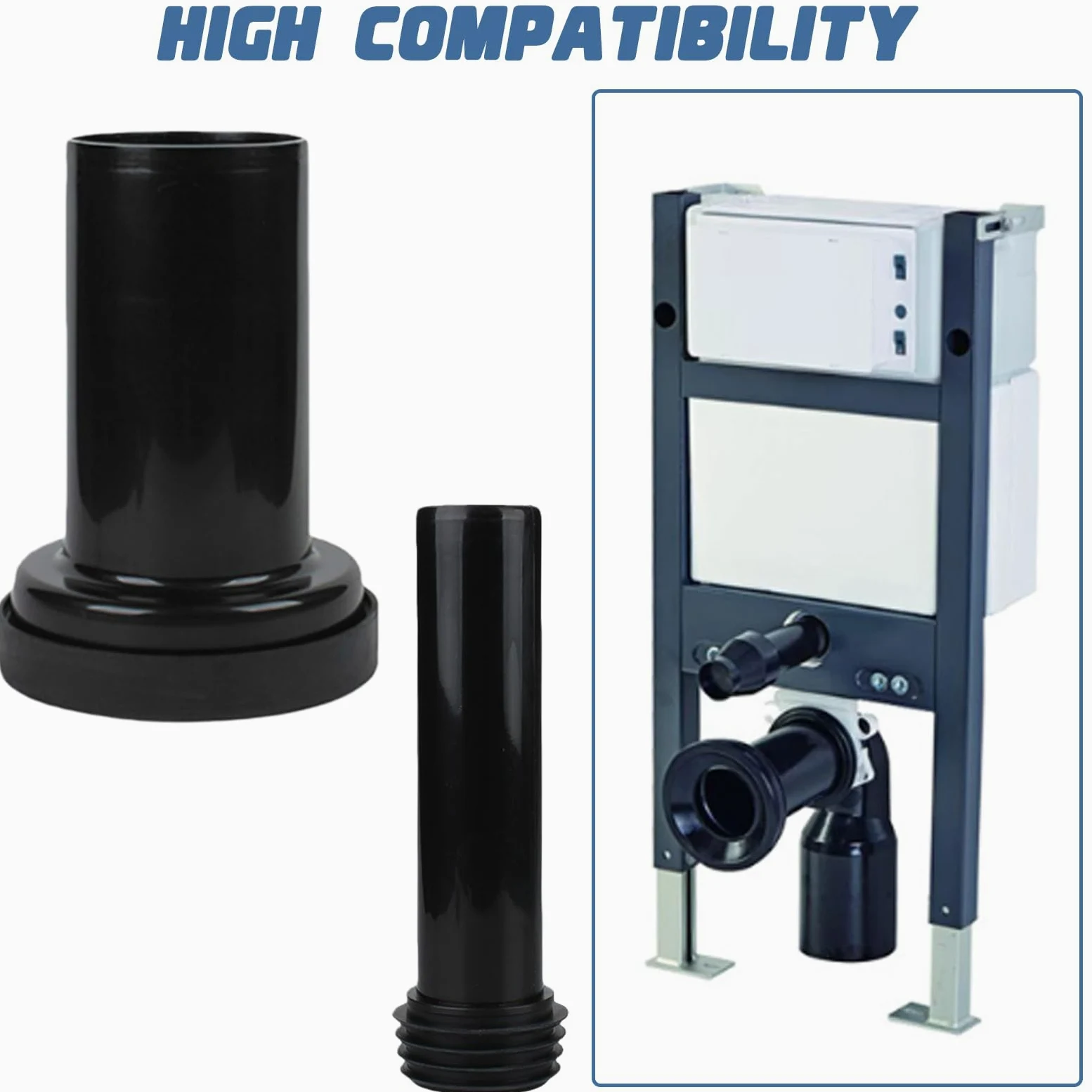 Juego de conexión para inodoro de pared, diámetro de tubo de polietileno 90/110, longitud 180 mm, con doble junta especial, accesorios de montaje, compatible con Geberit 152.426.46.1