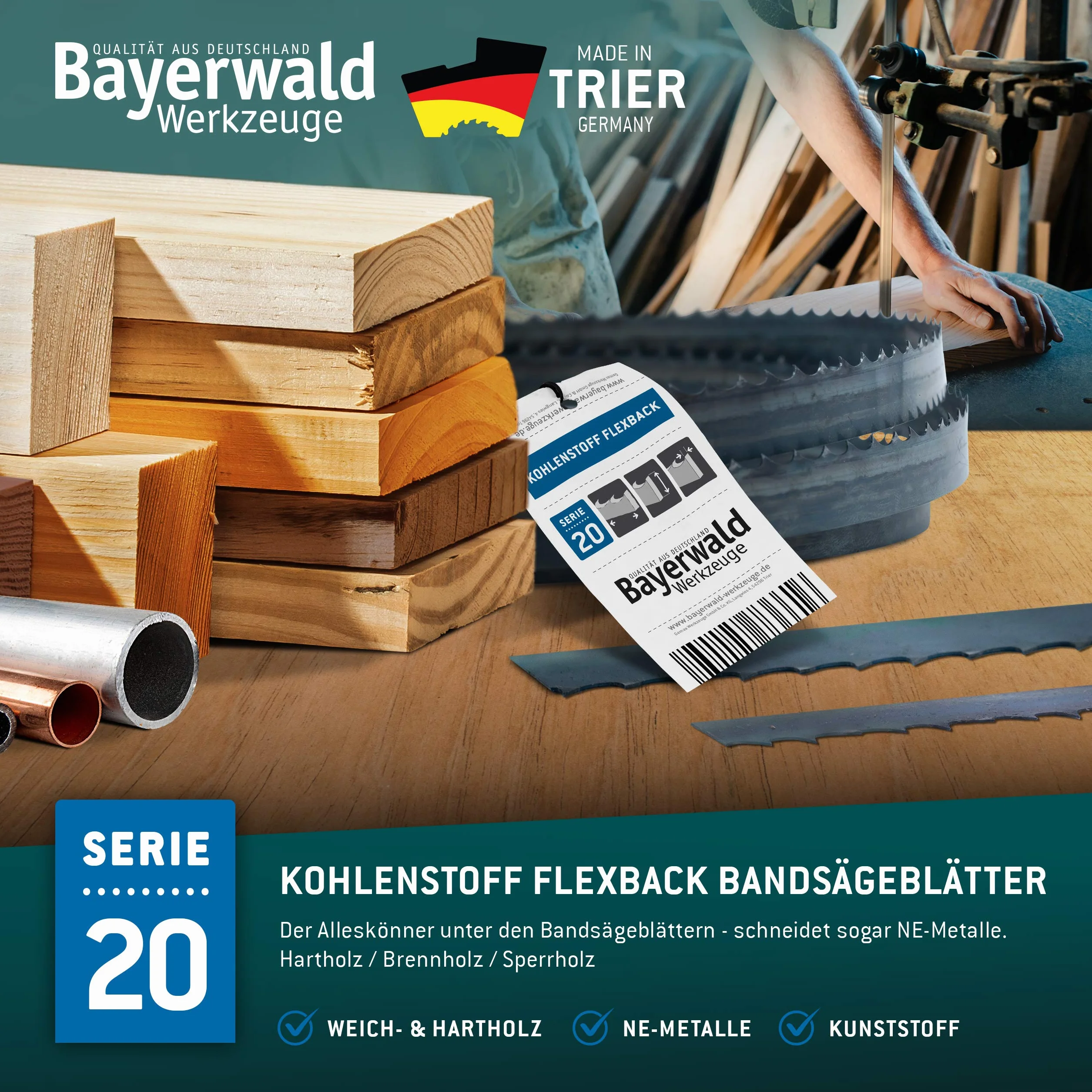 Bayerwald Hoja de sierra de cinta de acero 1790 x 6 x 0,5 x 6 cm para madera metales no ferrosos plástico chapas delgadas Holzstar HBS 251