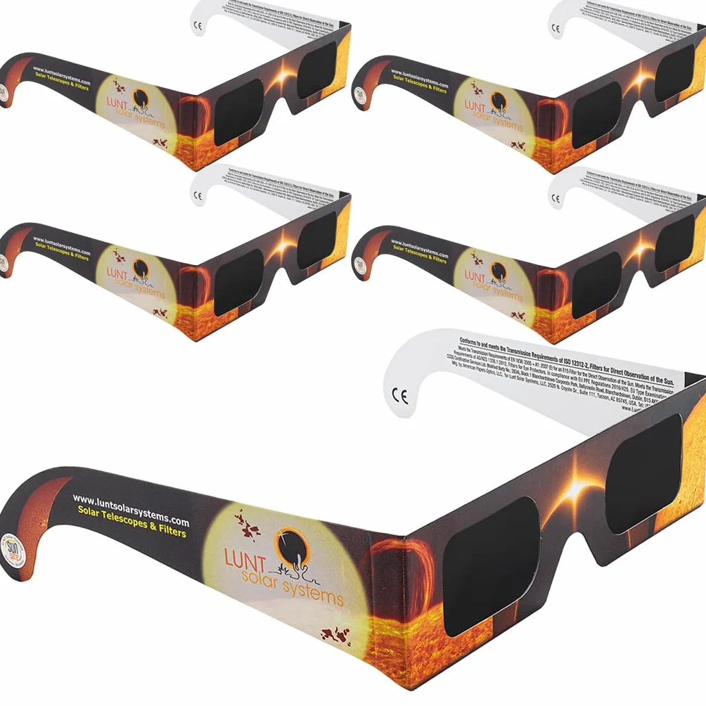 Gafas de Eclipse Solar Homologadas, Pack de 5 | EN ISO 12312-2:2015 | Para Ver el Eclipse Total de Sol | España Agosto 2026 | Filtro Solar