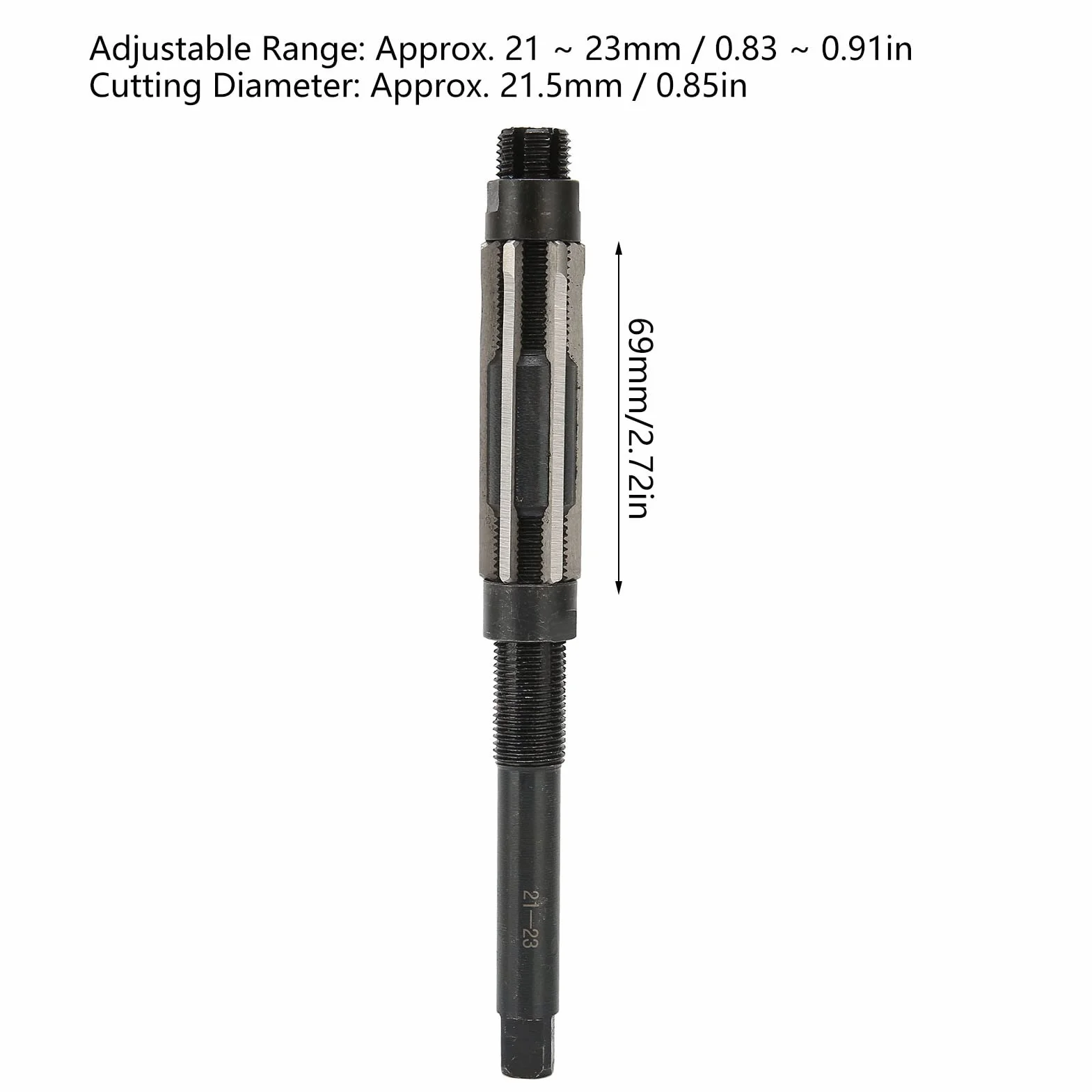 Escariador Manual Ajustable, Herramienta de Escariadores de Sujeción 6 filos 64 mm de longitud 9SiCr 21-23 mm Rango de ajuste para materiales metálicos