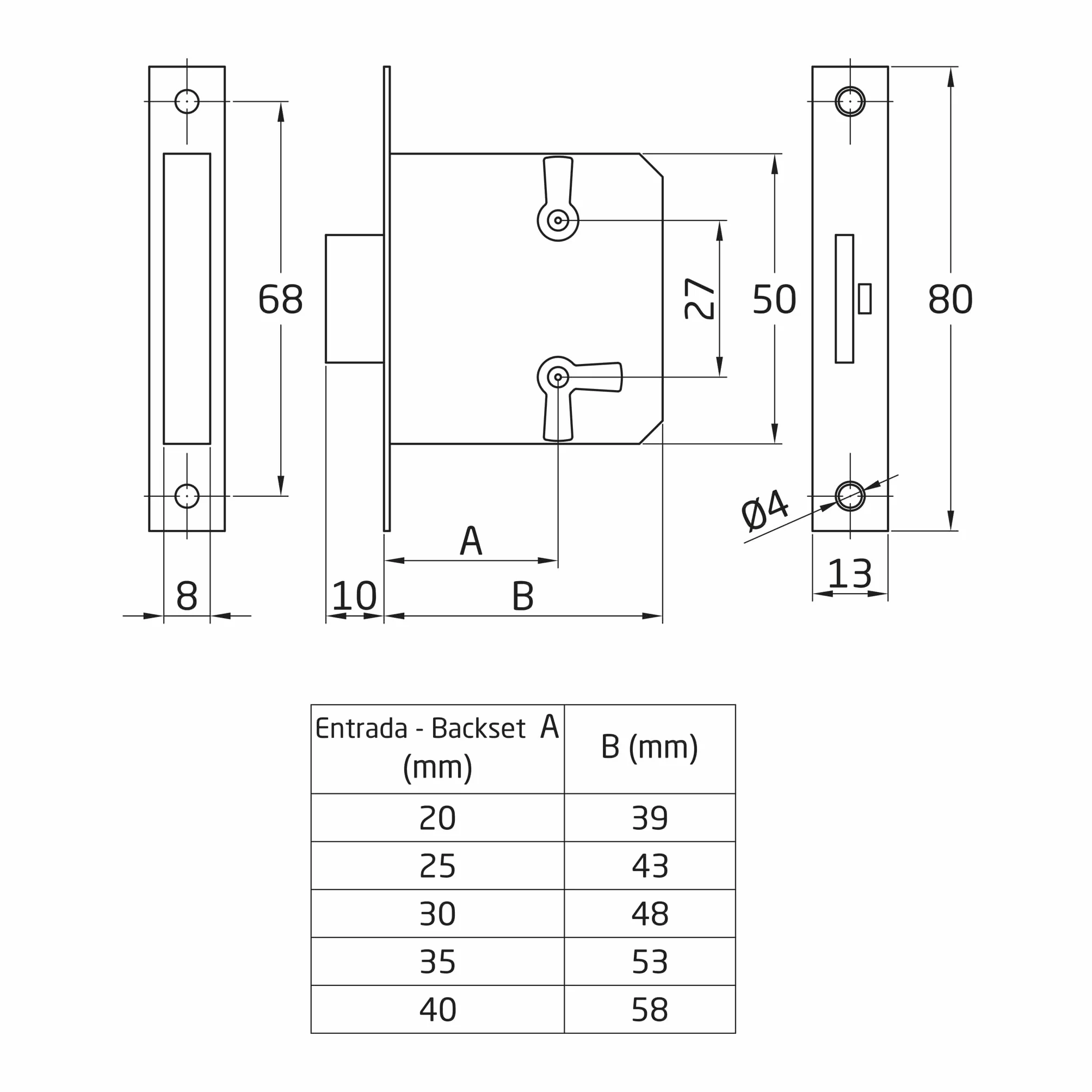 Amig Cerradura de Embutir Para Mueble 25 mm Latón Dorado Mate