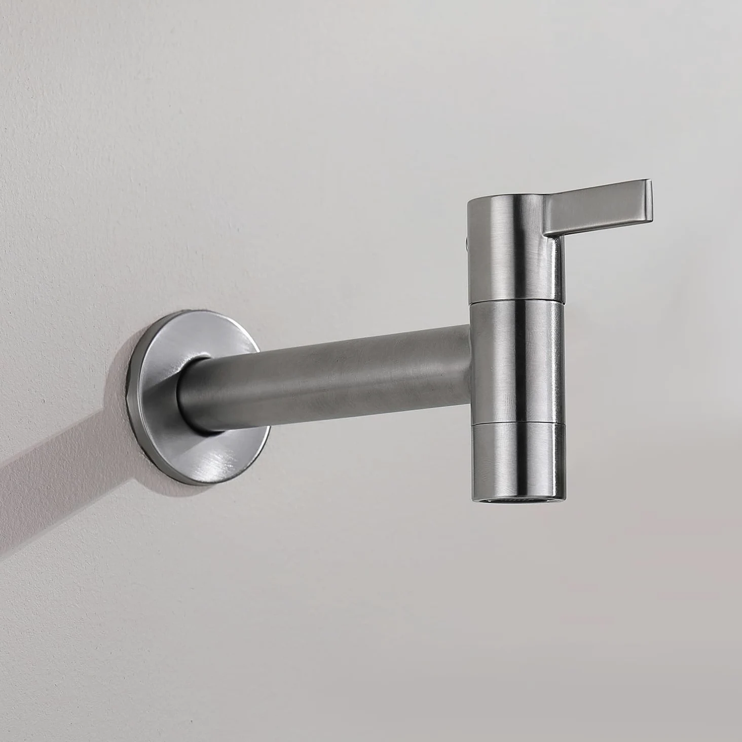Decaura Grifo de agua fría montado en la pared de acero inoxidable grifo de agua fría montado en la pared de 13 cm grifo frío en pared para baño, lavabo, balcón, cocina