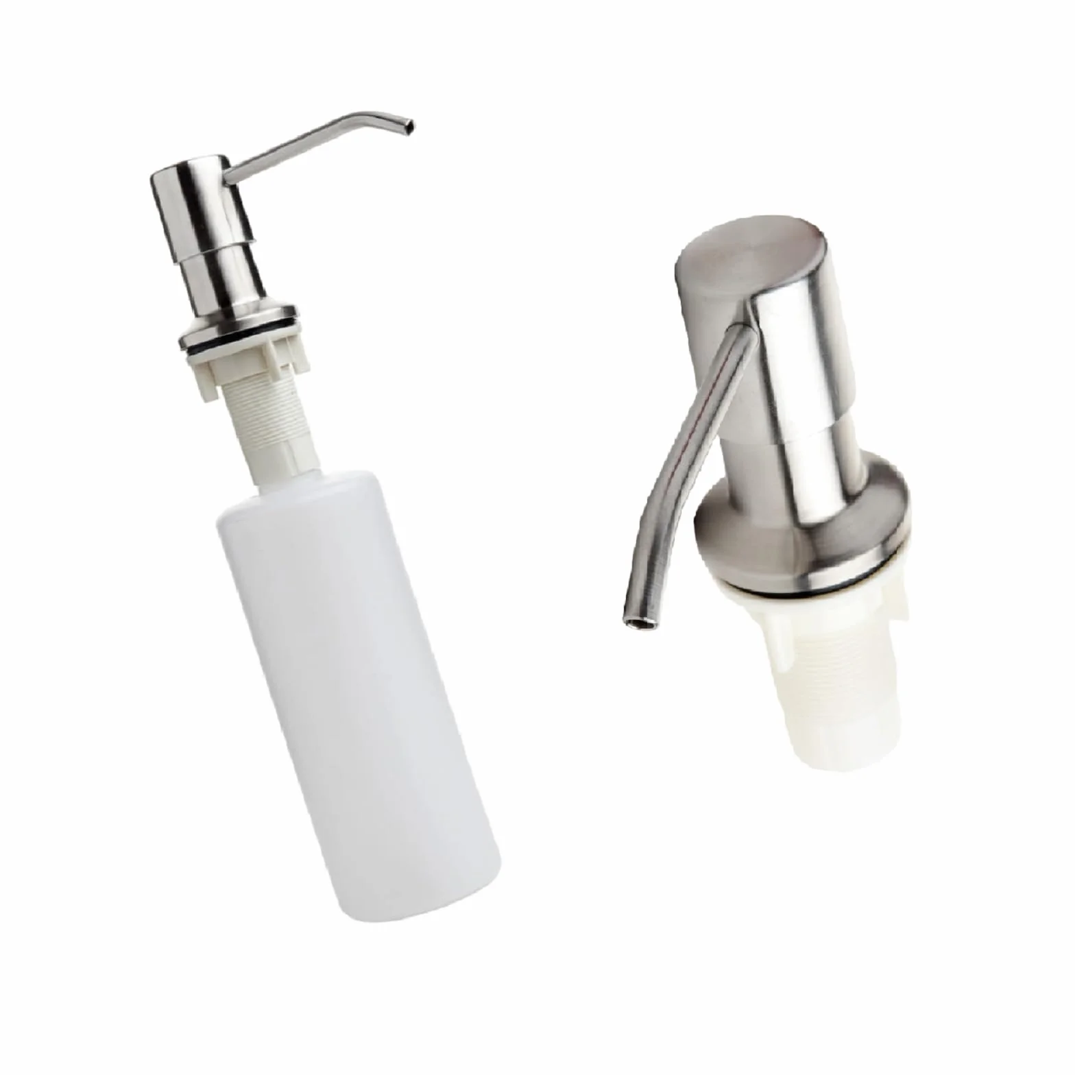 Dispensador de jabón para fregadero, redondo, 300 ml, color plateado
