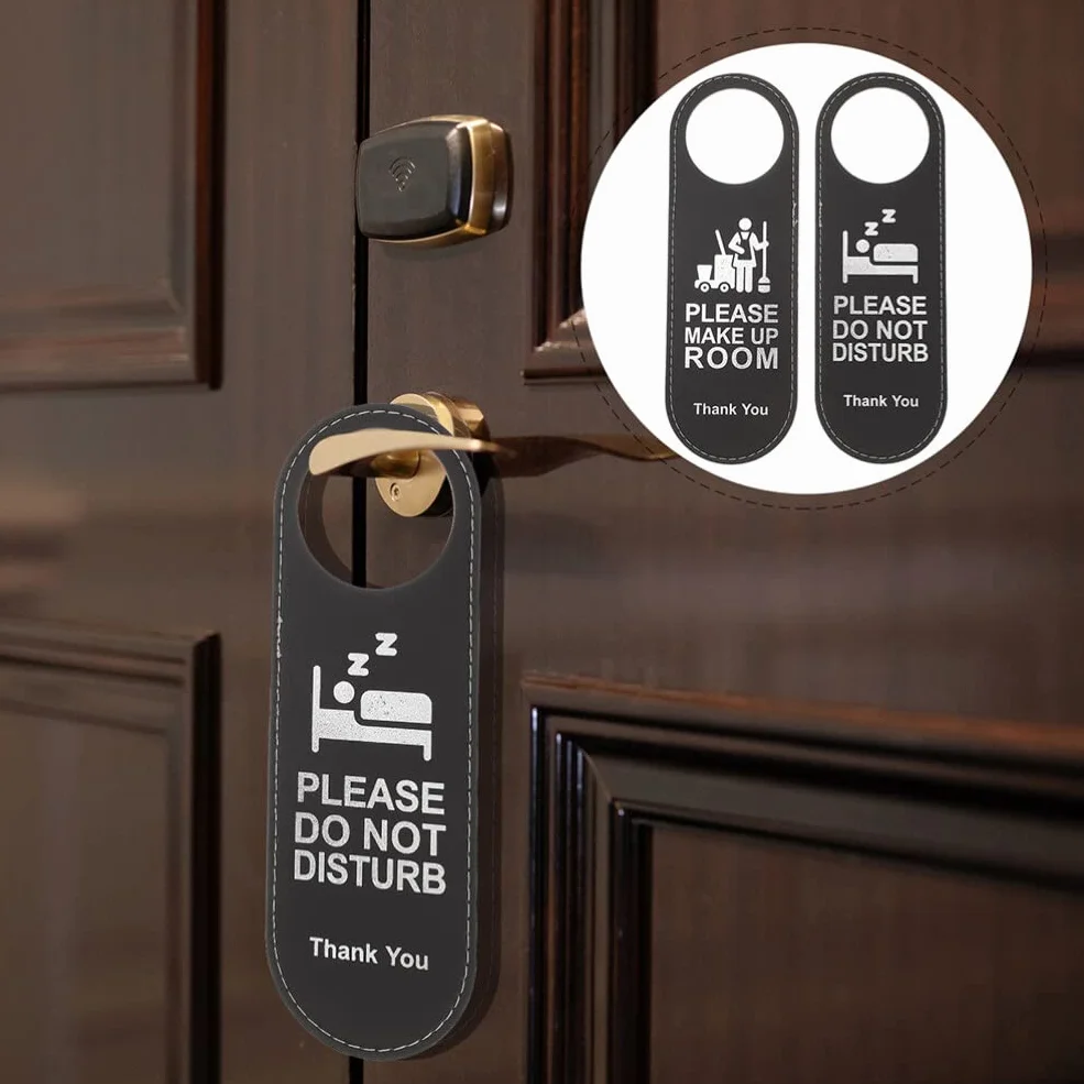 Ciieeo Letrero De Puerta Doble Cara No Molestar Y Por Favor Limpie Para Hotel Hecho De Piel Durable Tamaño 9.4X3.1 Pulgadas Ideal Para Habitaciones Bares Y Cafeterías
