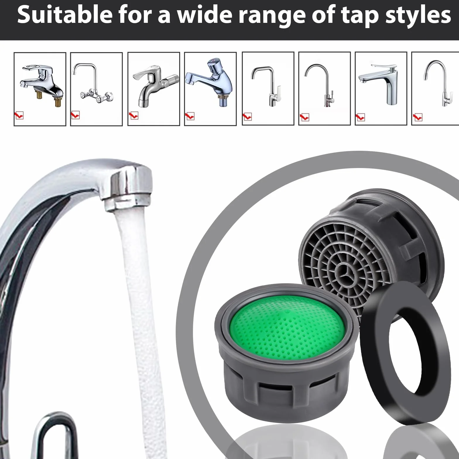 Amabro Aireador de Grifo 20 Pack, Filtro Limitador de Caudal, Boquilla Mezcladora para Baño o Cocina