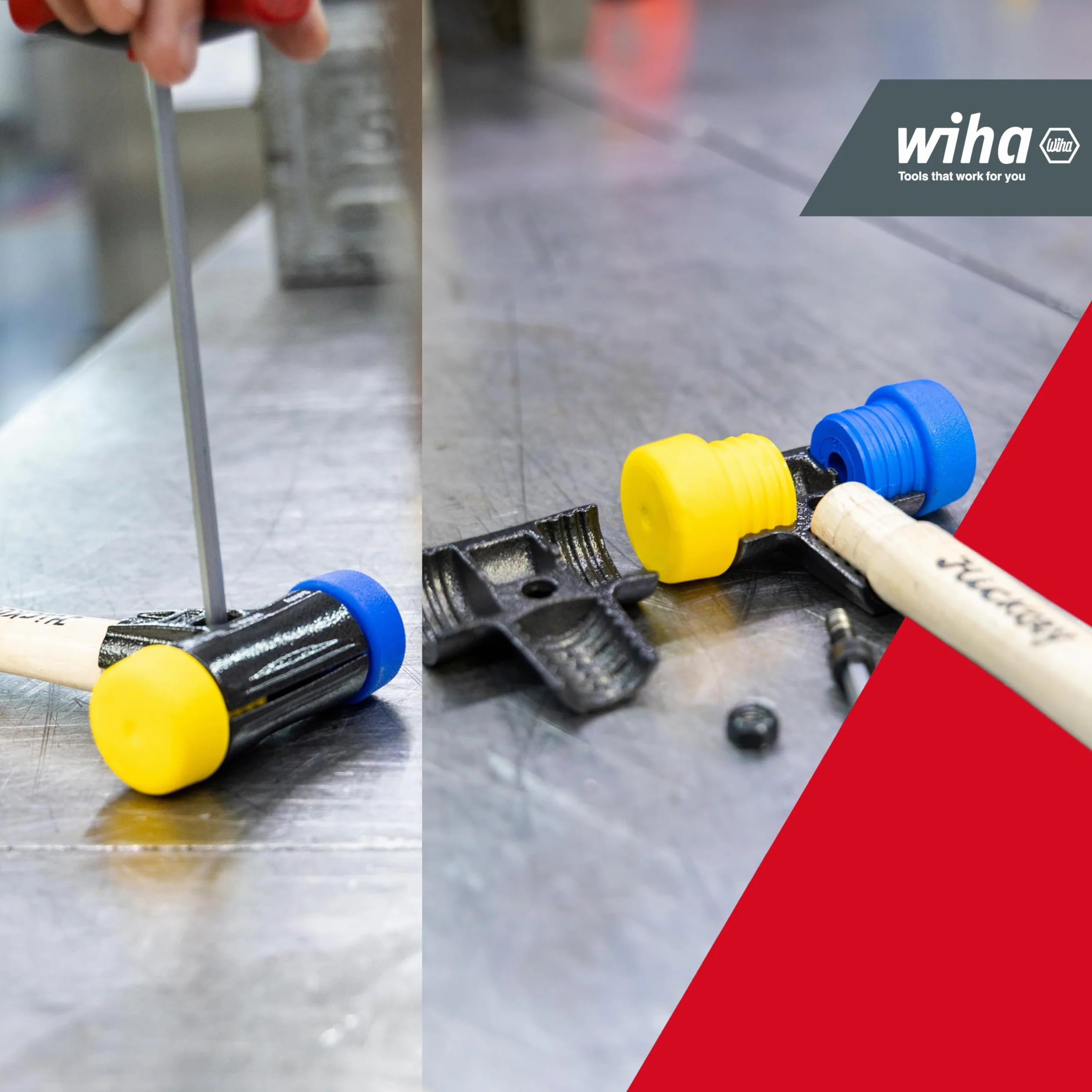 Wiha Martillo de cara blanda Safety blando/semiduro con mango de madera Hickory, cabezal redondo 40, 325 mm (26654)
