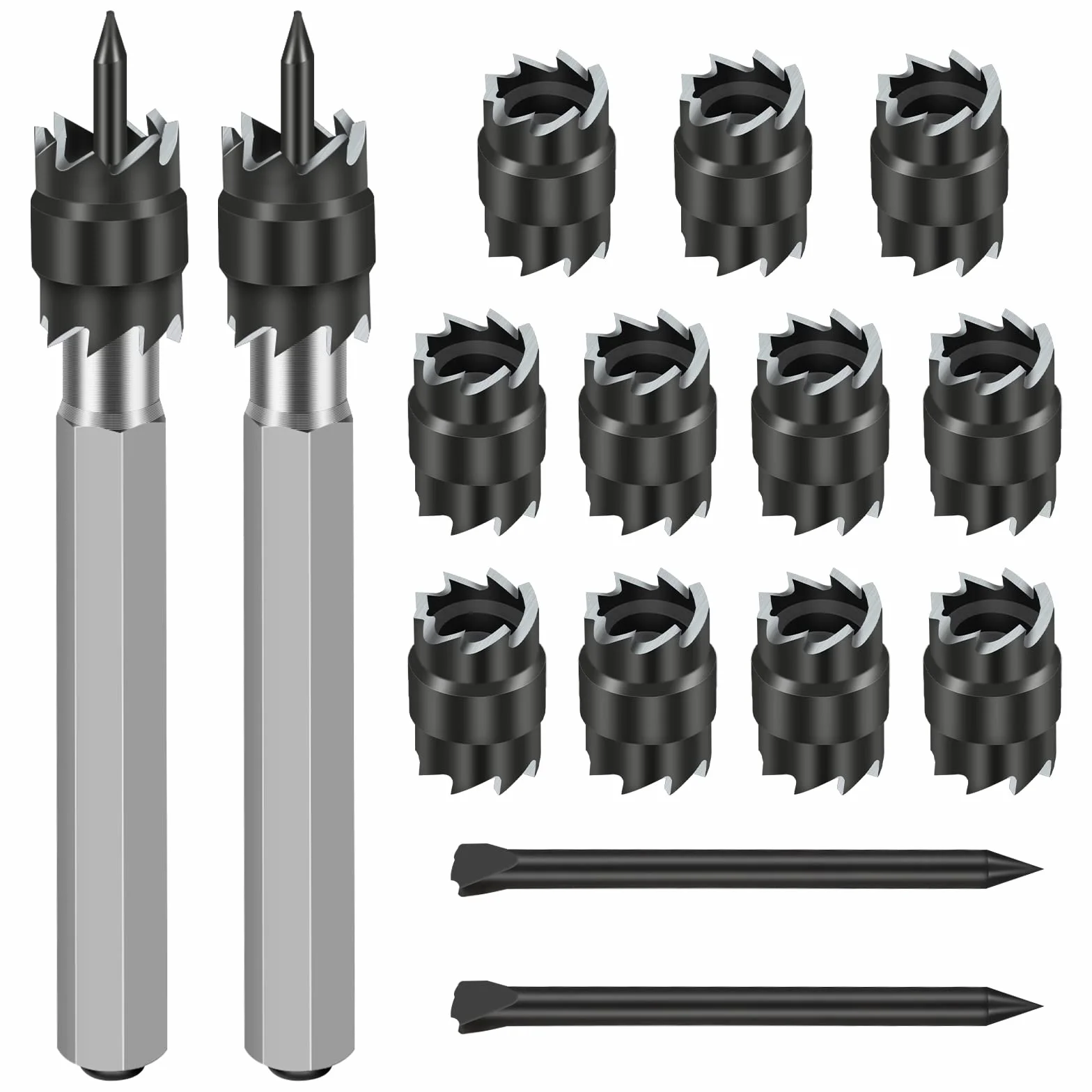 EEEKit Conjuntos Cortadores Soldadura Puntos Rotativos, 3/8" HSS Brocas Cortador Extractor Agujeros Doble Caras