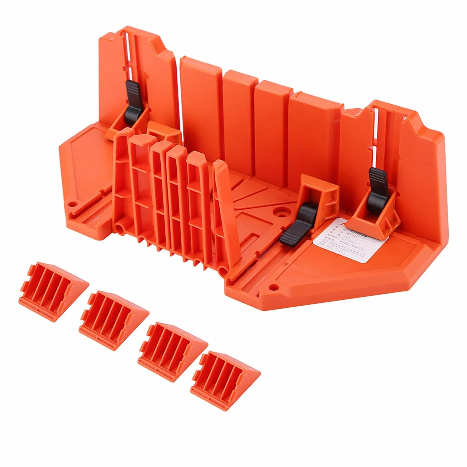 Caja de Ingletes de 14 Pulgadas con Ángulos 0°/22.5°/45°/90°, Base Antideslizante y Abrazadera para Corte Preciso de Madera, Plástico y Proyectos de Carpintería