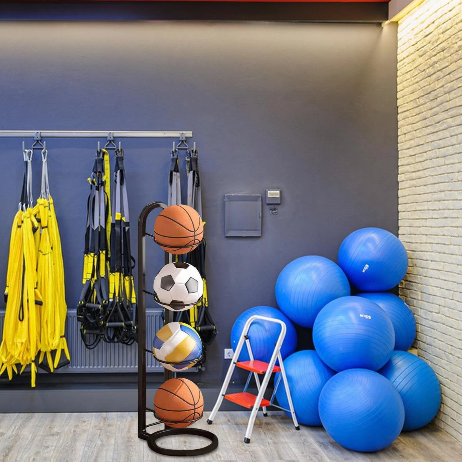 Estantería Vertical para Almacenamiento de Pelota, Soporte para Pelotas de fútbol, Soporte de Baloncesto, Almacenamiento de Bolas, Organizador de Bolas Multicapa, Estante de Bolas de pie, Soporte de