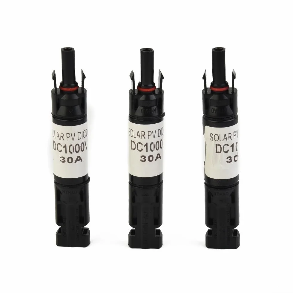 Conector de panel solar con diodo de bloqueo 1000 V IP67 impermeable para cable fotovoltaico, paquete de 3 (15 A)