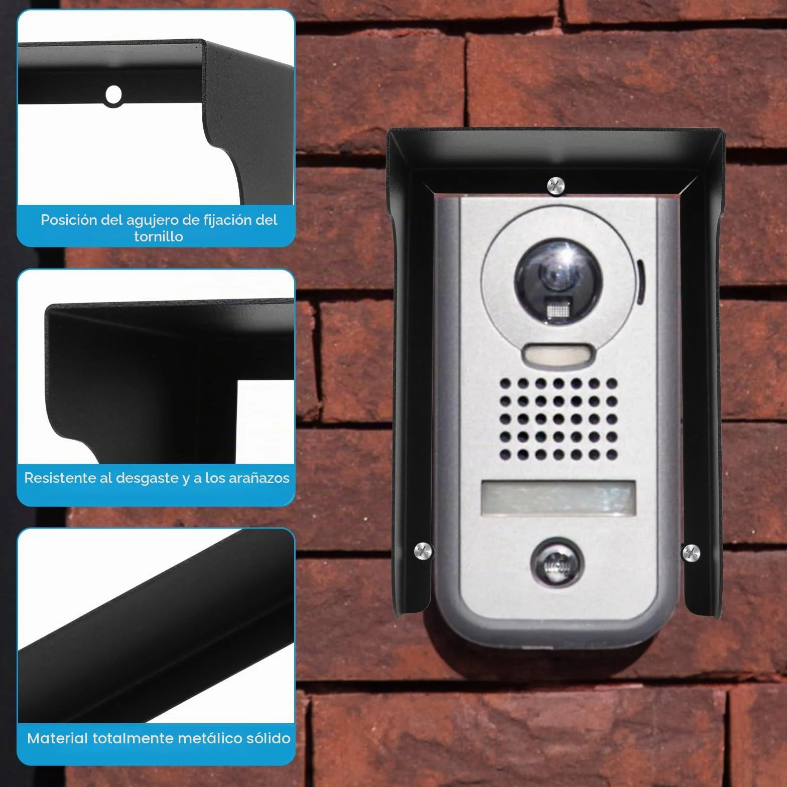 Protección contra la lluvia para timbre de puerta con vídeo, soporte para timbre de puerta con vídeo resistente a la lluvia, cubierta para timbre con protección antideslumbrante, protección