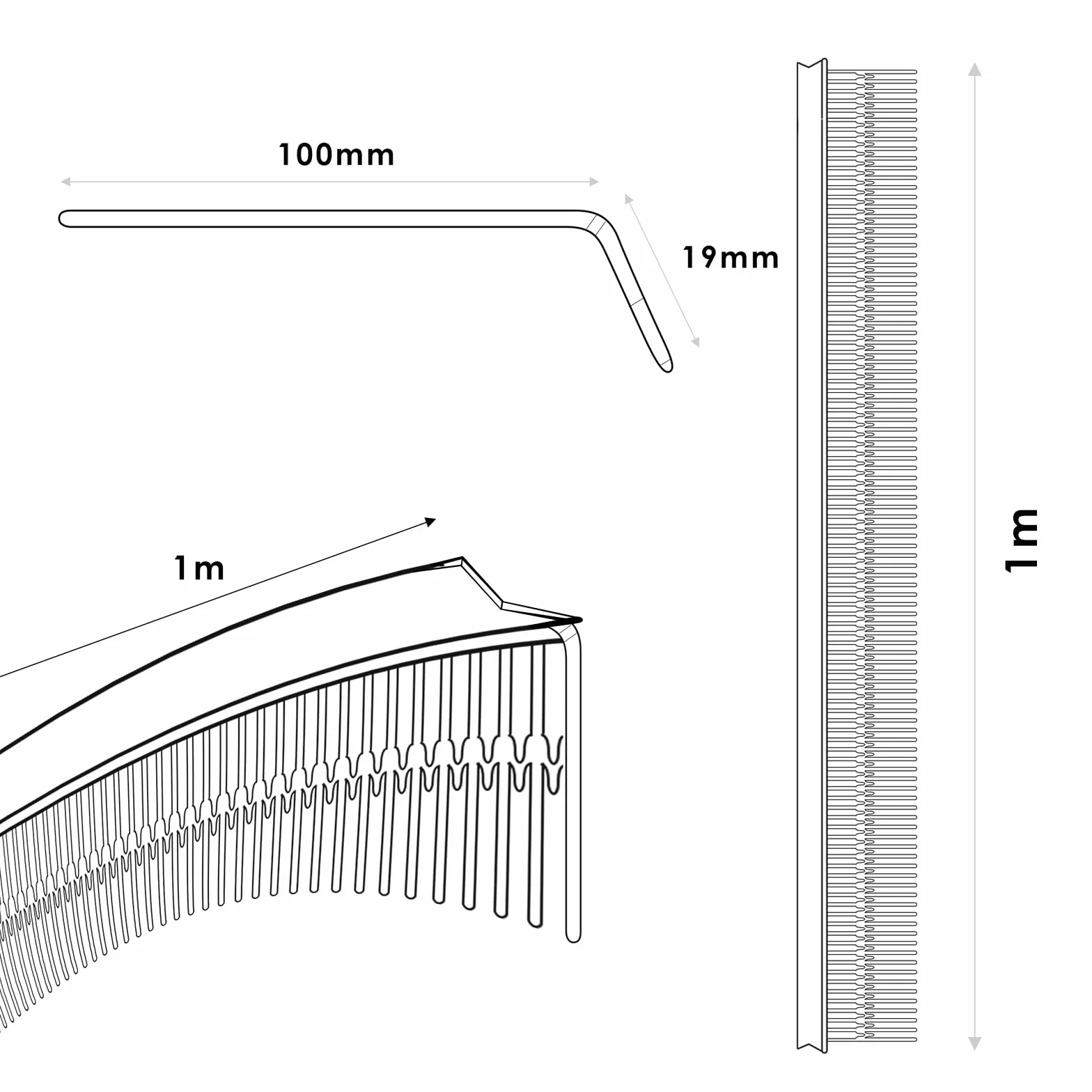 DQ-PP Peine de ventilación para cumbrera – 10m (10 piezas x 1m) – 100mm – Marrón (RAL 8017) – Ventilación de cumbrera – Peine para canalones