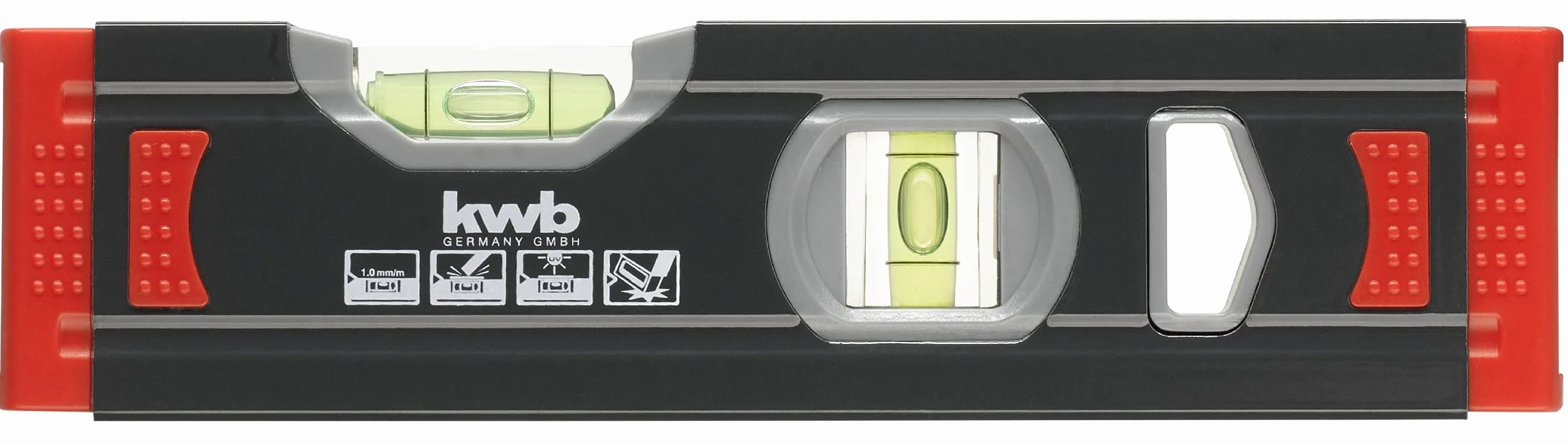 kwb Nivel de burbuja de aluminio 20 cm 1 burbuja horizontal vertical precisión