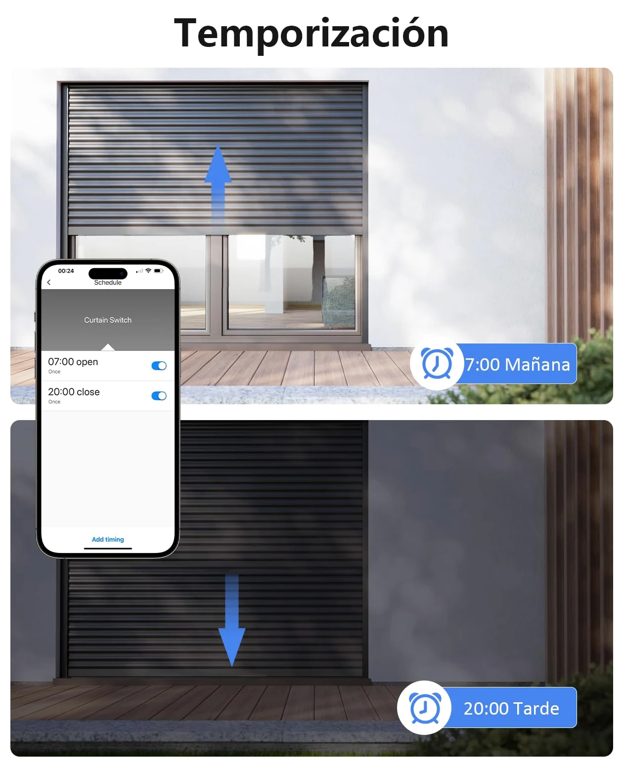 YOMOGI Módulo de Persiana Enrollable, Interruptor de Persianas Conectada con Mando a Distancia RF, Módulo WiFi Compatible con Alexa Google Home para Control de Porcentaje, Control por Voz (1)