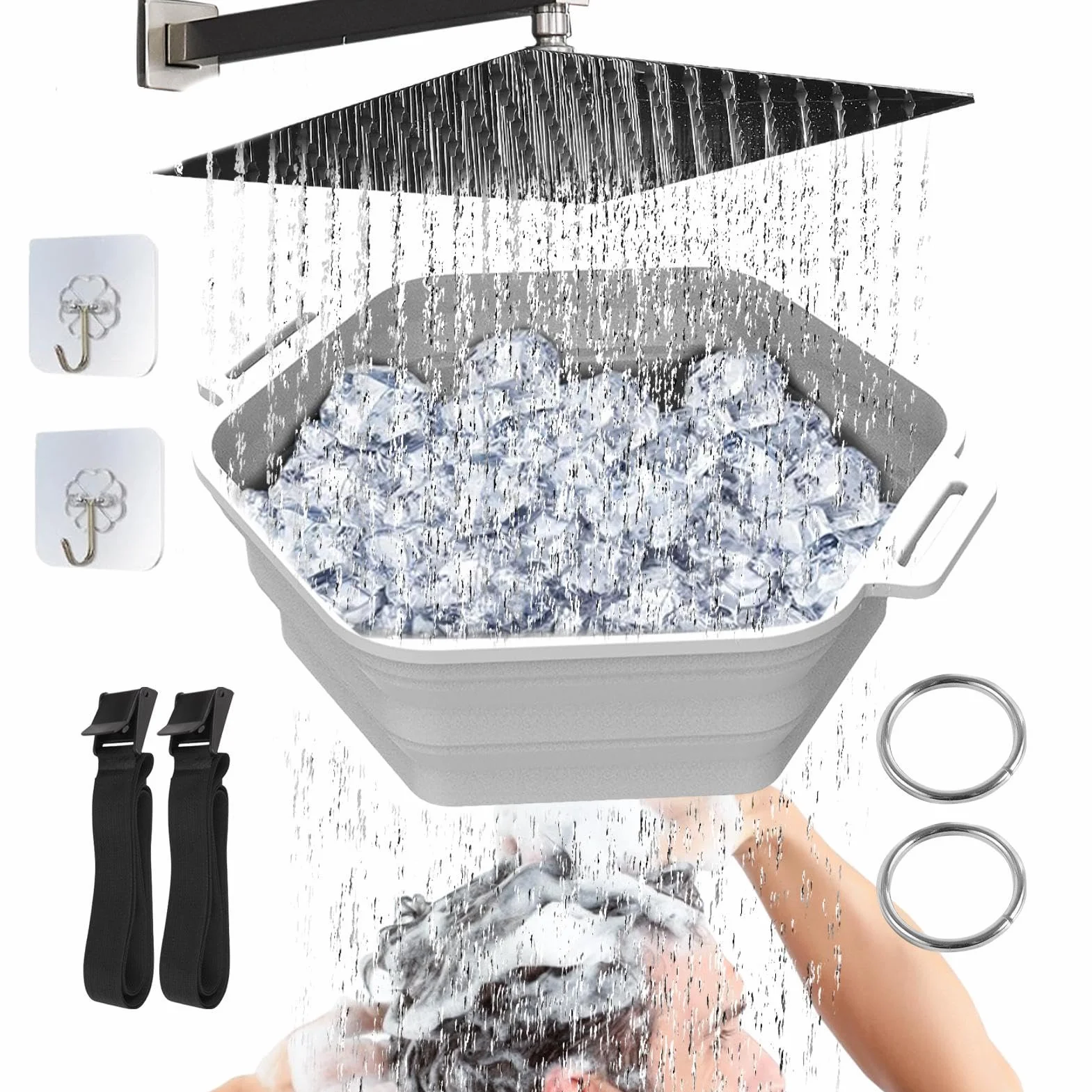 Ducha De Hielo, Enfriador De Baño De Hielo, Enfriador De Agua De Silicona, Enfriador De Baño De Hielo Plegable De Silicona, Conexión De Alcachofa De Ducha, Ducha De Baño De