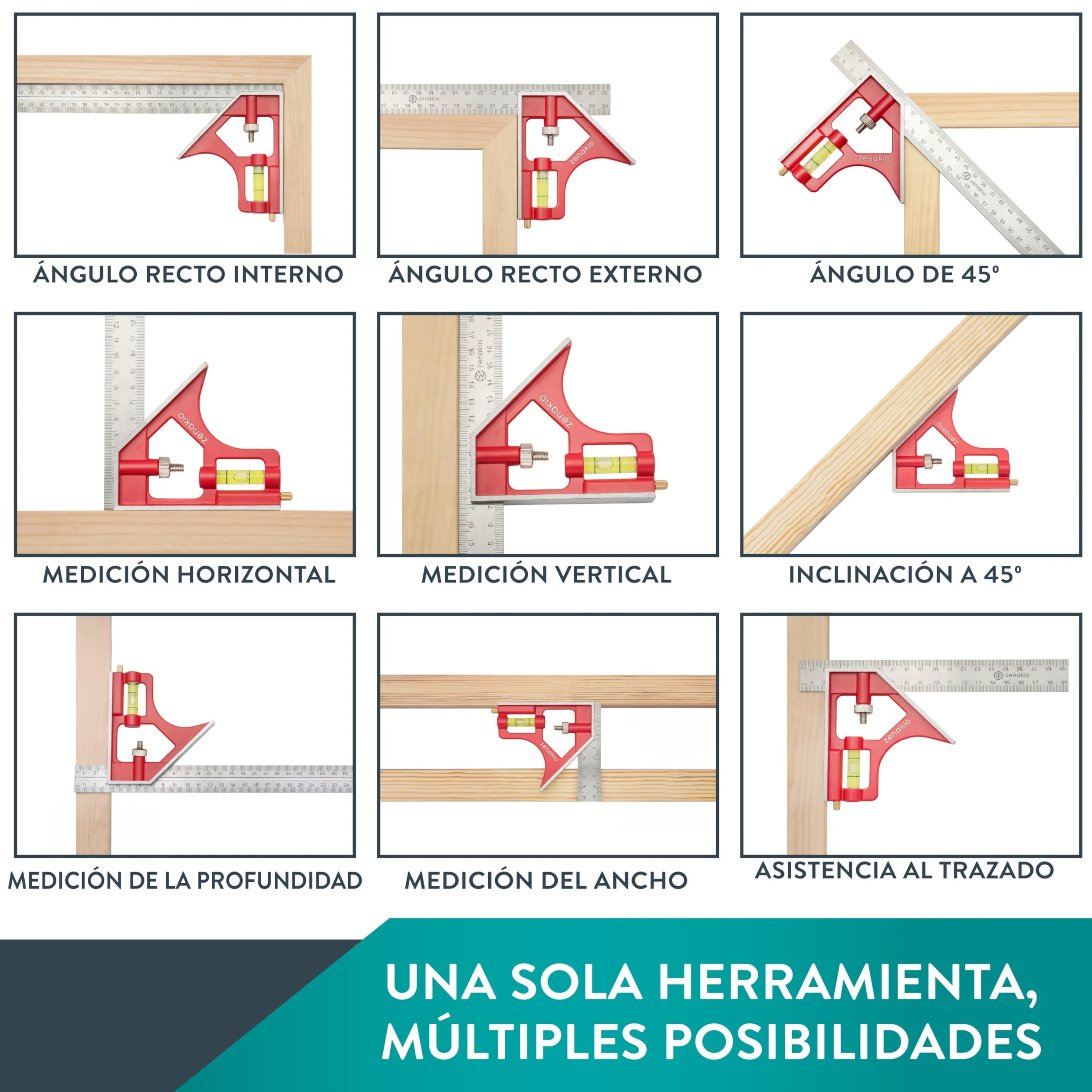 Escuadra Metalica Carpintero 30 cm - Medición y Marcado Preciso - Escuadra Rapida de Angulo de Acero Inoxidable - Perfecta en Trabajos de Madera y Metal - Herramientas Carpinteria Profesional
