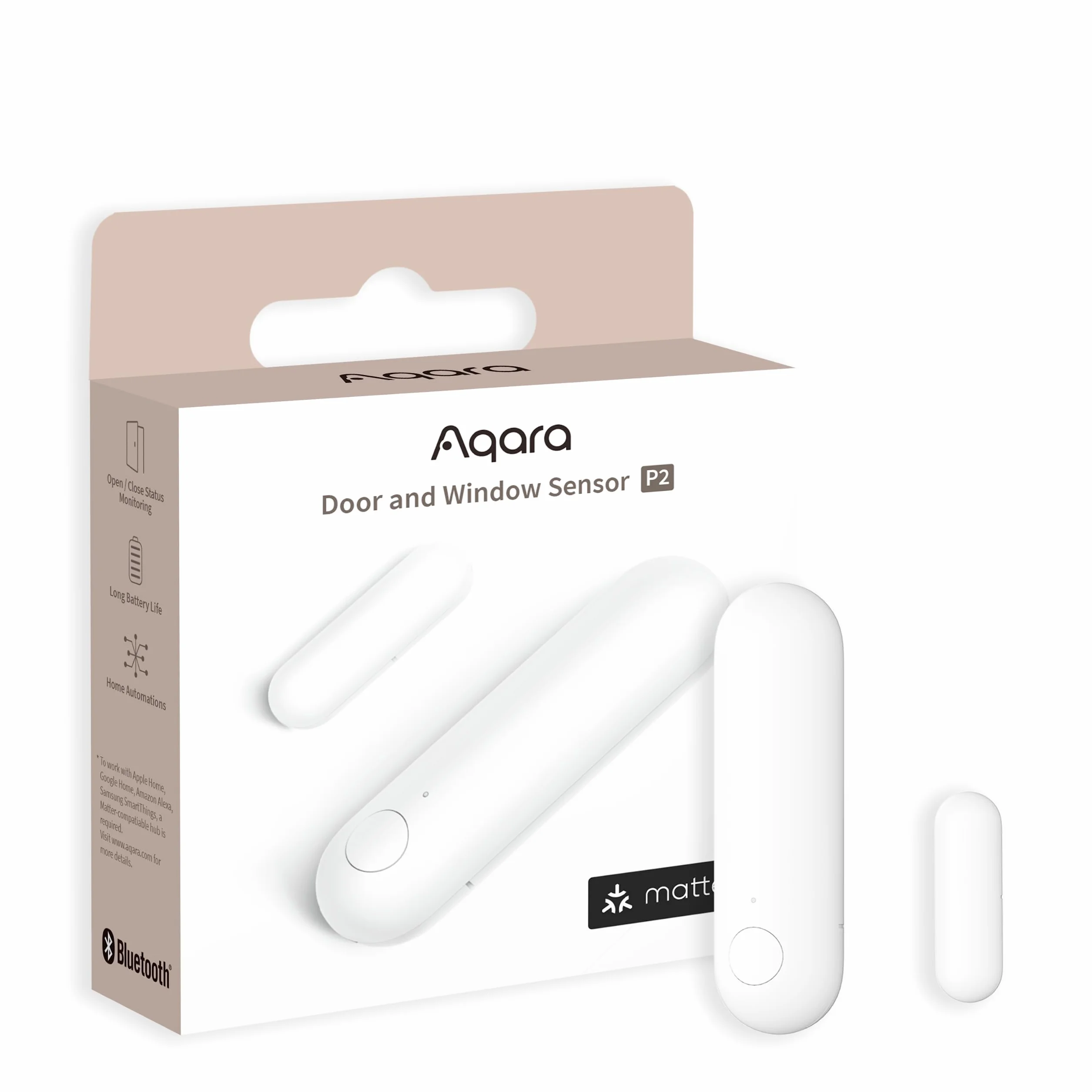 Aqara Sensor de Puertas y Ventanas P2, Matter Over Thread, Requiere Enrutador de Borde Thread, Alarma Remota, Automatización Local, Soporte Nativo de Apple Home, Google Home, Alexa y SmartThings