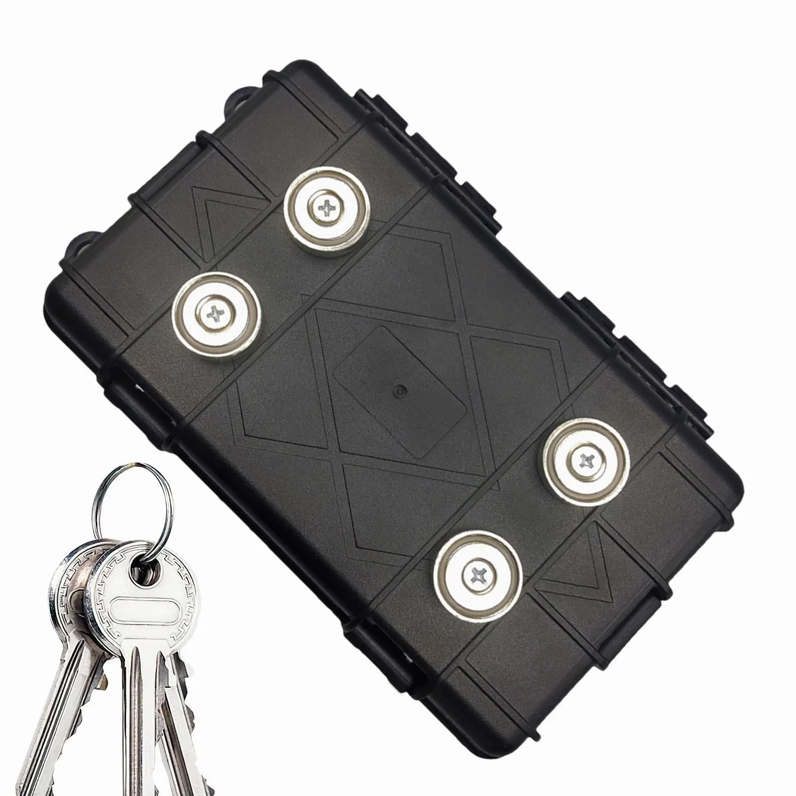 Caja magnética para debajo del coche, soporte para llaves para debajo del coche, caja portátil con acolchado, ocultador de llaves ligero para ocultar una llave en el exterior