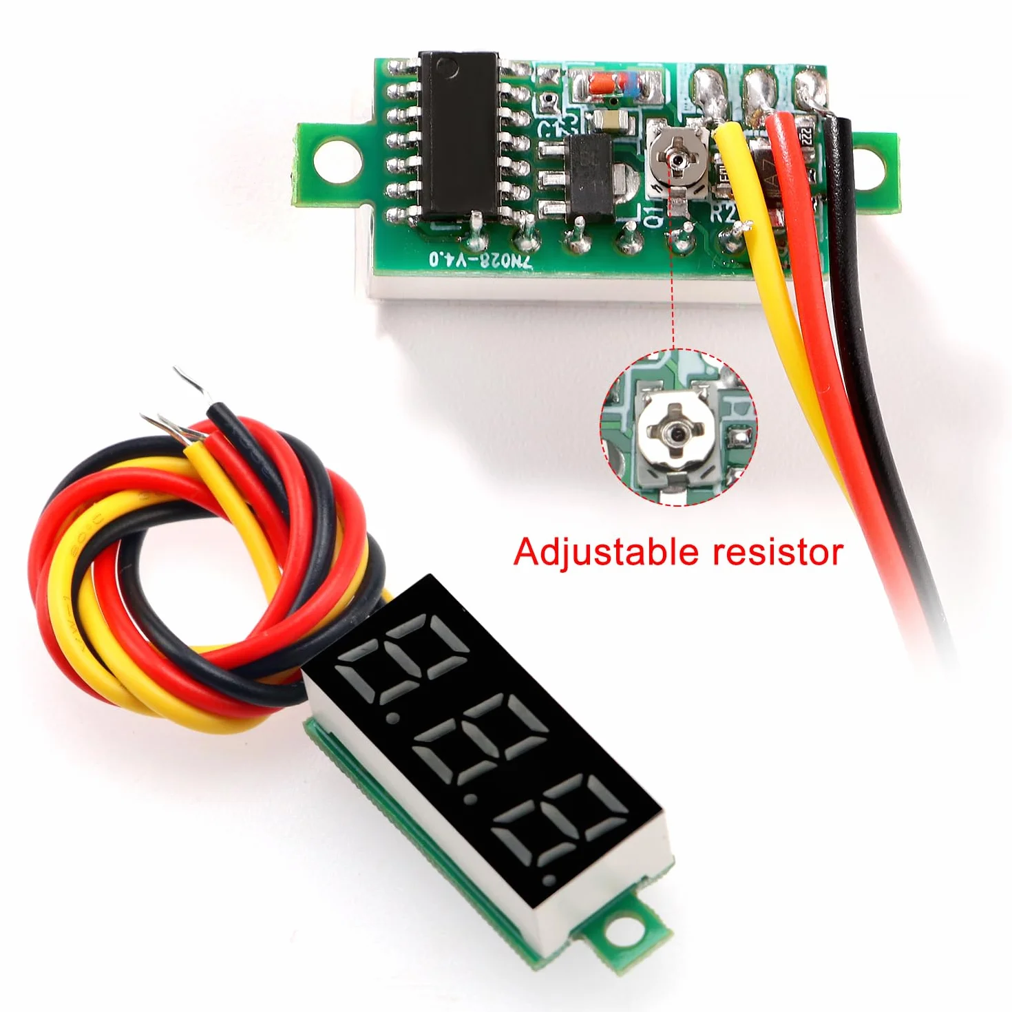 YIXISI Mini Digital LED Voltímetro 0.28" 0-100V DC 3 Cables Protección de Polaridad Medición Precisa