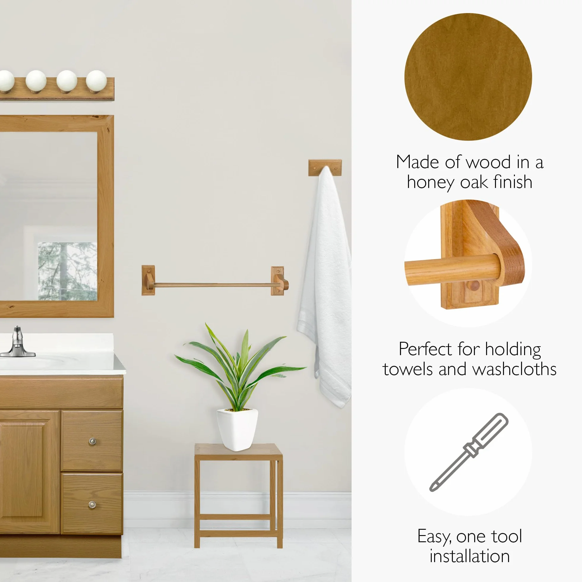 Design House Dalton Toallero 24 Pulgadas Acabado Roble Miel