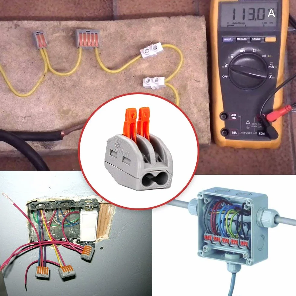 Conectores Electricos, CESFONJER 35 Pcs Bloque Terminales, Conectores de Cable Compacto con Palanca de Empuje con Resorte (15 pcs 2 puertos/10 pcs 3 puertos/6 pcs 4 puertos/4 pcs 5 puertos)