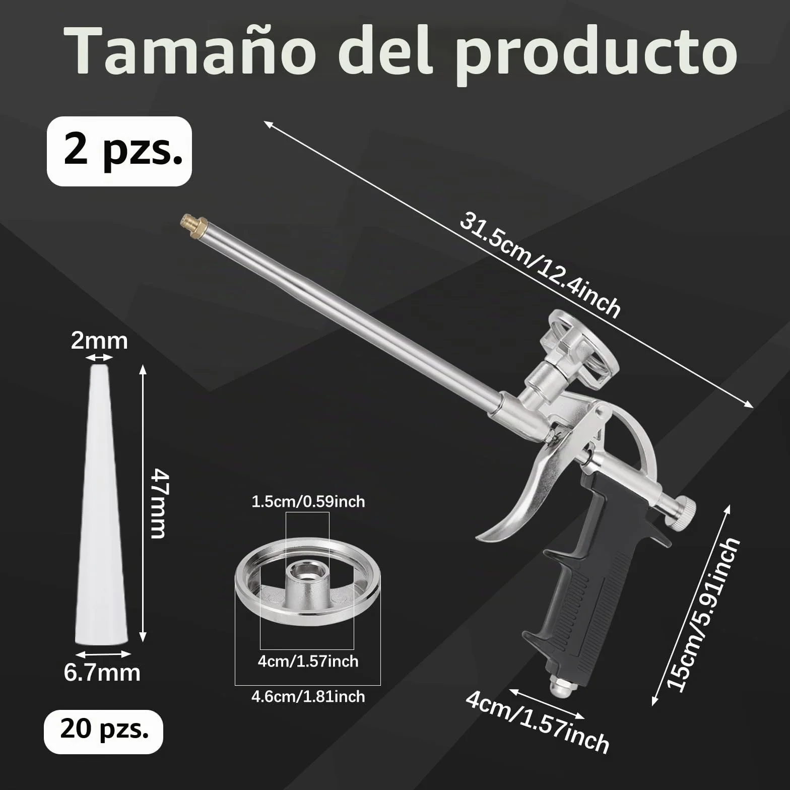2 Pistola Espuma Poliuretano, Pistolas para Espuma con 10 Boquillas, Pistola de Espuma de Poliuretano, Preciva Pistola de Espuma Profesional, Pistola de Espuma Expansiva para Calafatear y Sellar