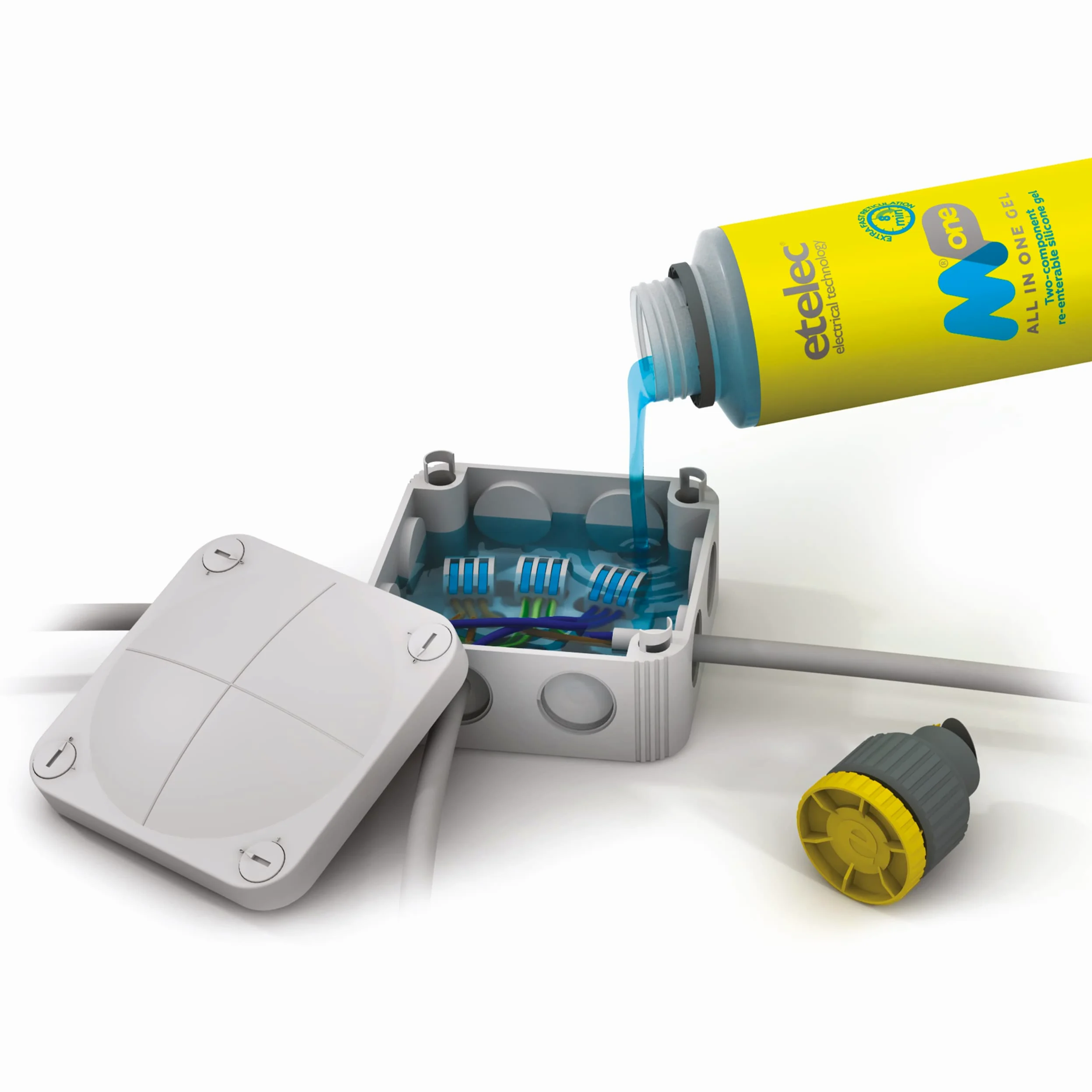 Etelec Mpone Mpone Gel de silicona Monoflacone, relleno aislante eléctrico, cajas de derivación (MP106-0.600 litros)