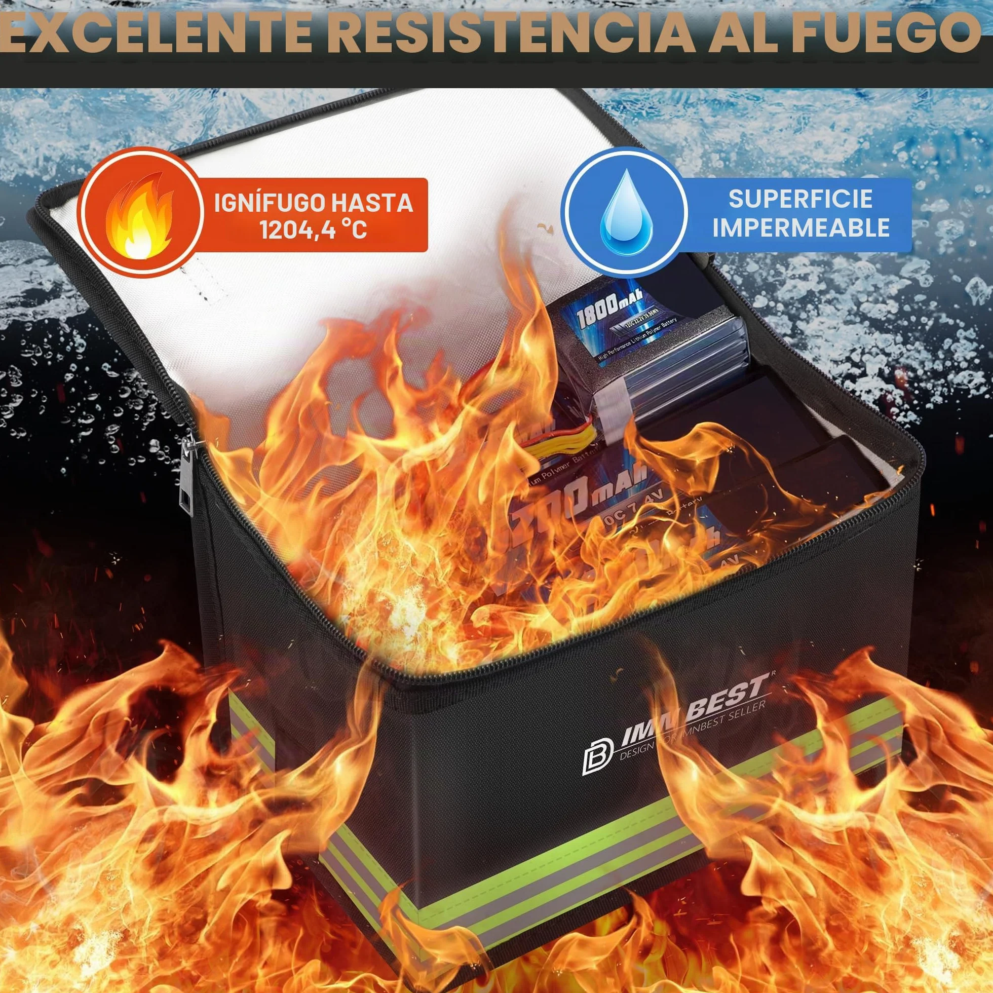 Bolsas de seguridad para baterías de litio Bolsas de seguridad ignífugas y antideflagrantes Ranuras de almacenamiento ajustables de gran capacidad para guardar y proteger baterías de litio