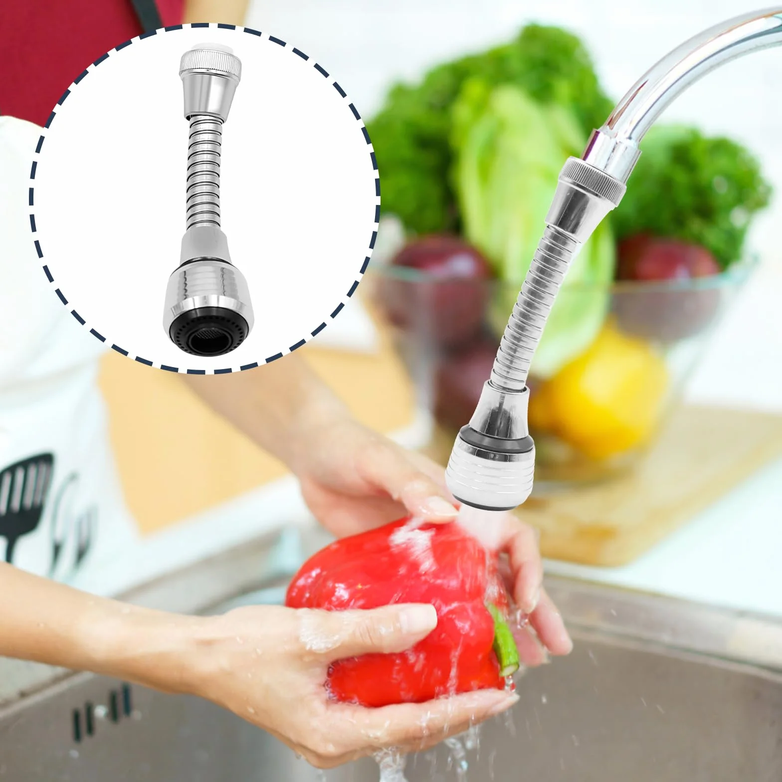 VEGCOO 3 Pcs Alargador Grifo Giratorio 360°, Adaptador Grifo Cocina Ahorro de Agua