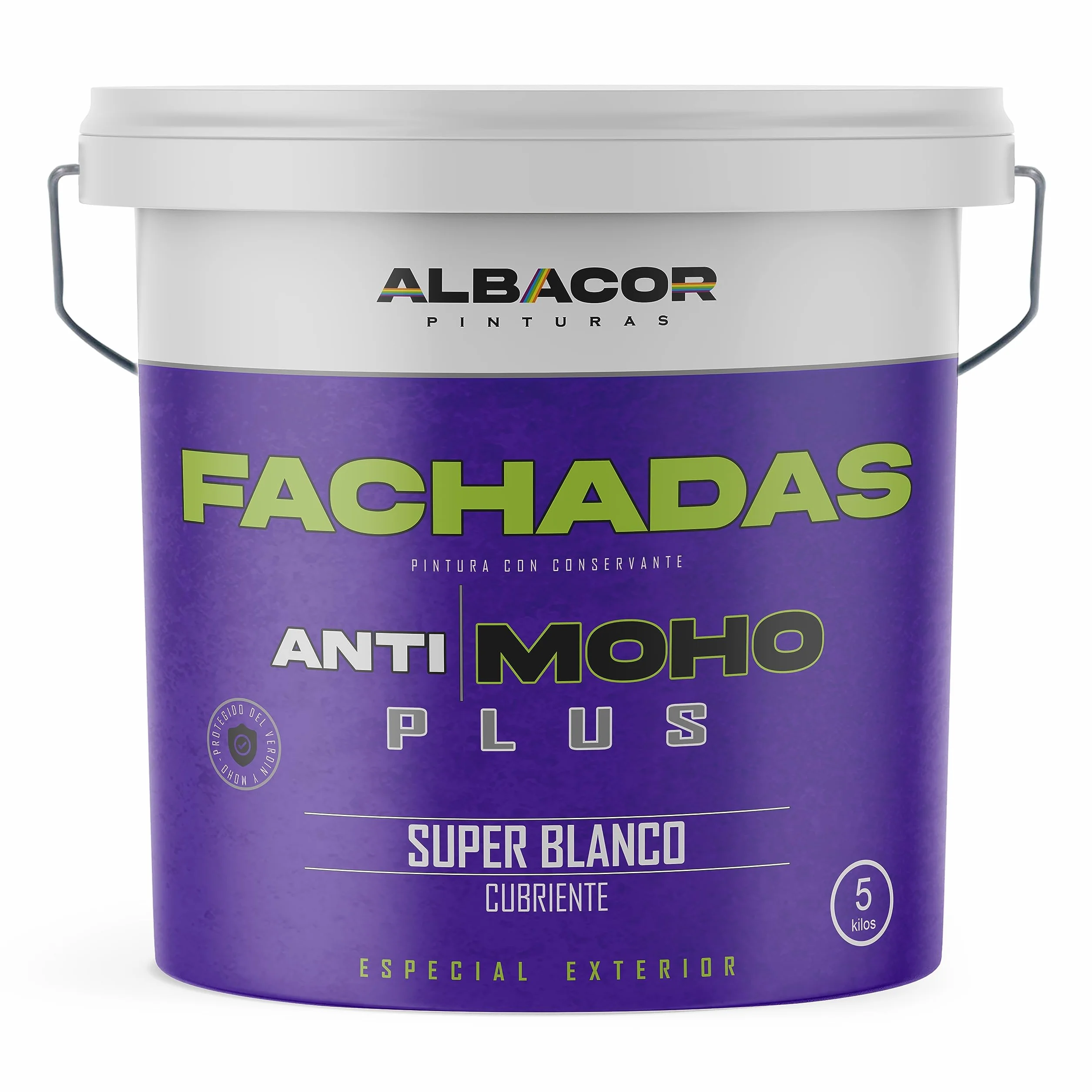 ALBACOR Pintura Blanca Exterior Pintura Fachada Antimoho Plus, Con Protección al Moho y Verdín, Alta Resistencia al Exterior, Impermeable, Revestimiento de Larga Duración (5 Kilos)