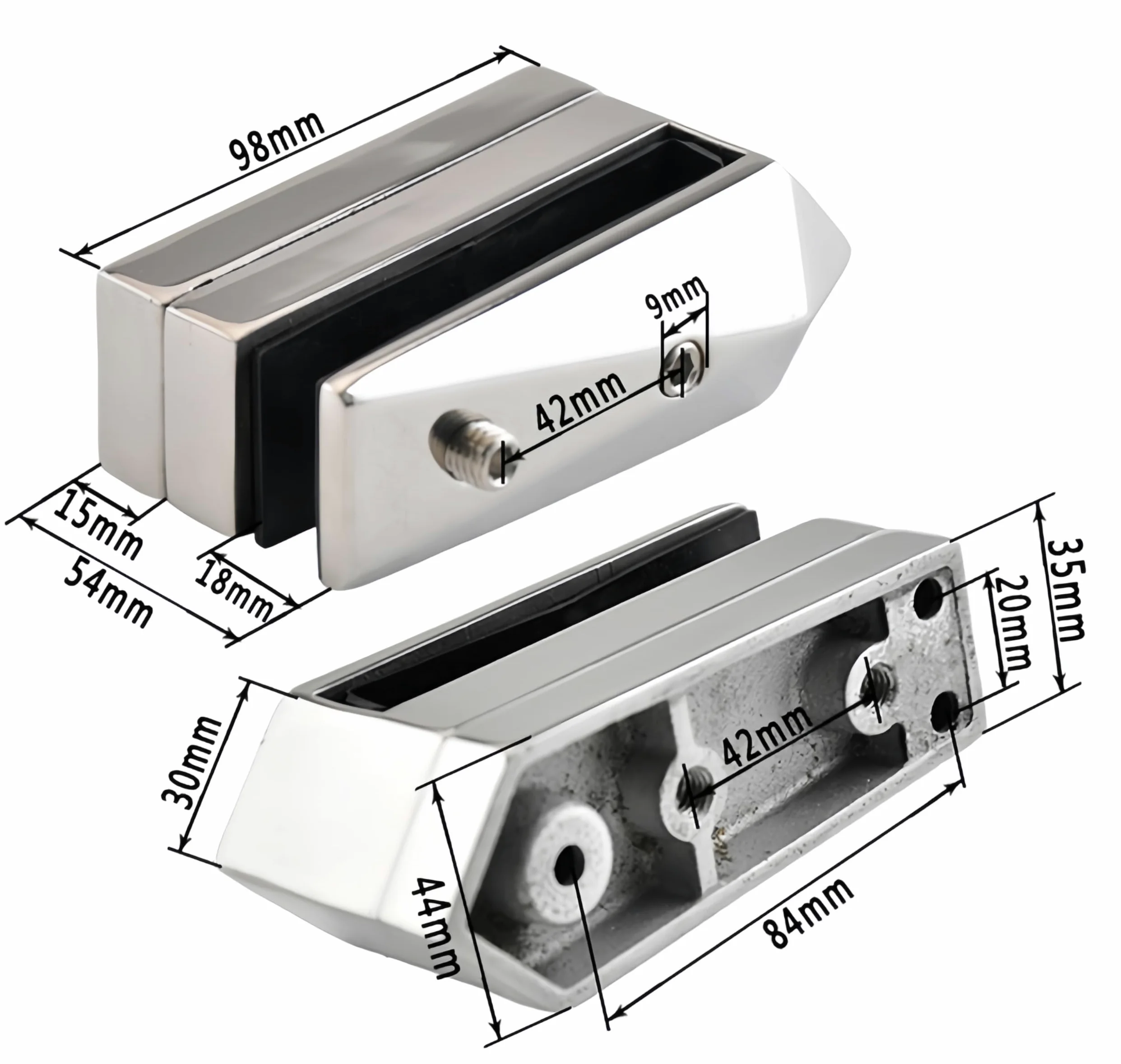 Abrazadera de Vidrio de Piscina acero inoxidable, Poste Cristal poste para barandilla escaleras, Poste de Balaustrada Vidrio, Barandilla de Balcón Valla-Para de Vidrio 8-16 mm-Plateado