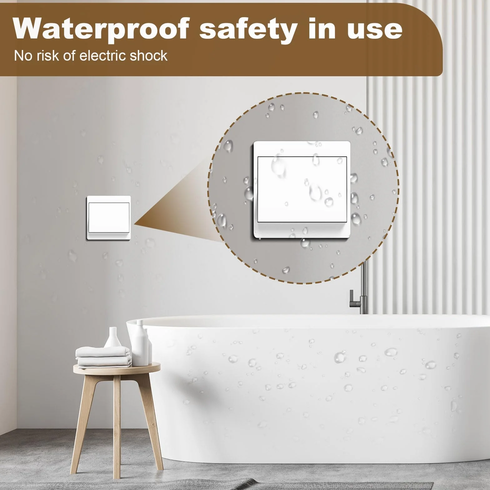 Juego de interruptor de luz inalámbrico 230V, interruptor de radio – no se requieren baterías, interruptor de pared impermeable, controle su lámpara hasta 200 m de distancia (1 receptor y 3 paneles de
