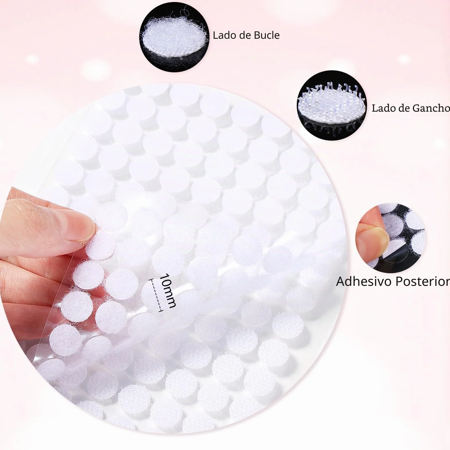 Vinabo 1080 Piezas de Pegatinas Redondas para Rayar, 540 Pares de Ganchos y Bucles Autoadhesivos con Puntos para Rayar de 10 mm, Puntos para Rayar Autoadhesivos para Bricolaje, Manualidades, etc