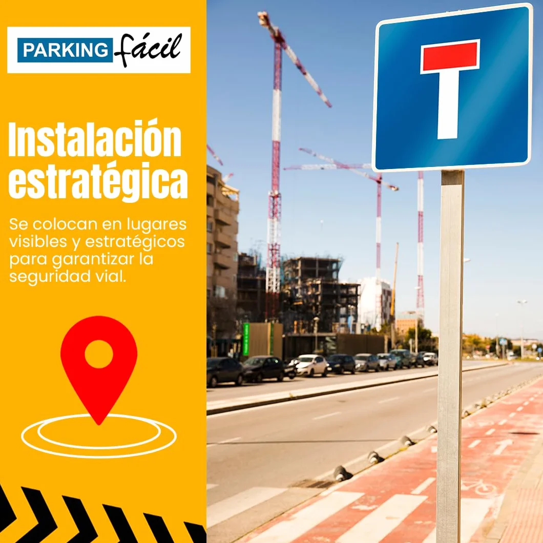 PARKING FÁCIL | Señal de Tráfico Chapa Economica | Resistente de Acero Termolacado | Señalización de Carreteras | Seguridad Vial | Máxima Visibilidad, Tamaño 50 cm (Calle sin Salida)