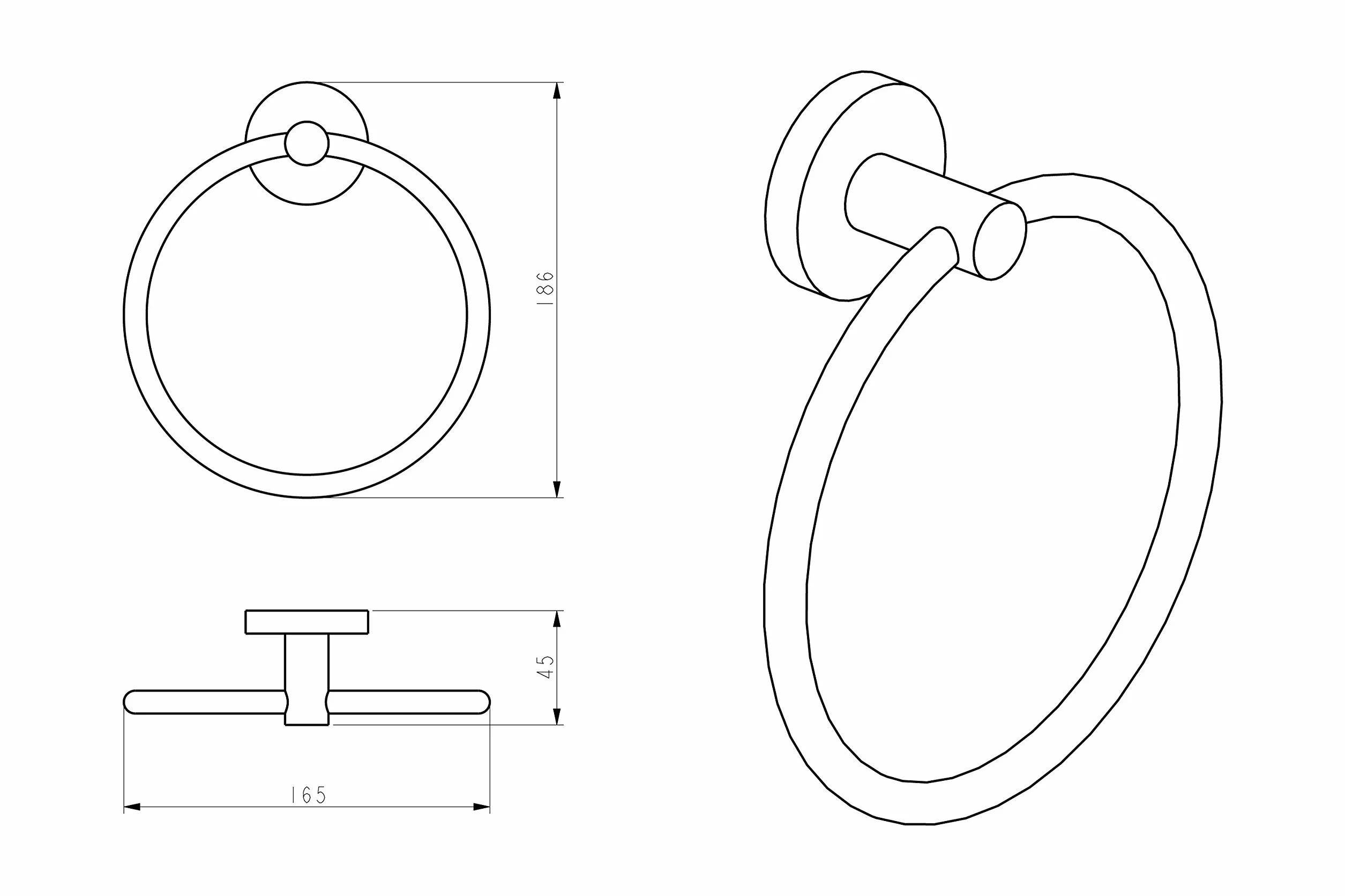 Toallero de acero inoxidable cepillado para cuarto de baño Soporte de baño Gancho de toalla Anillo