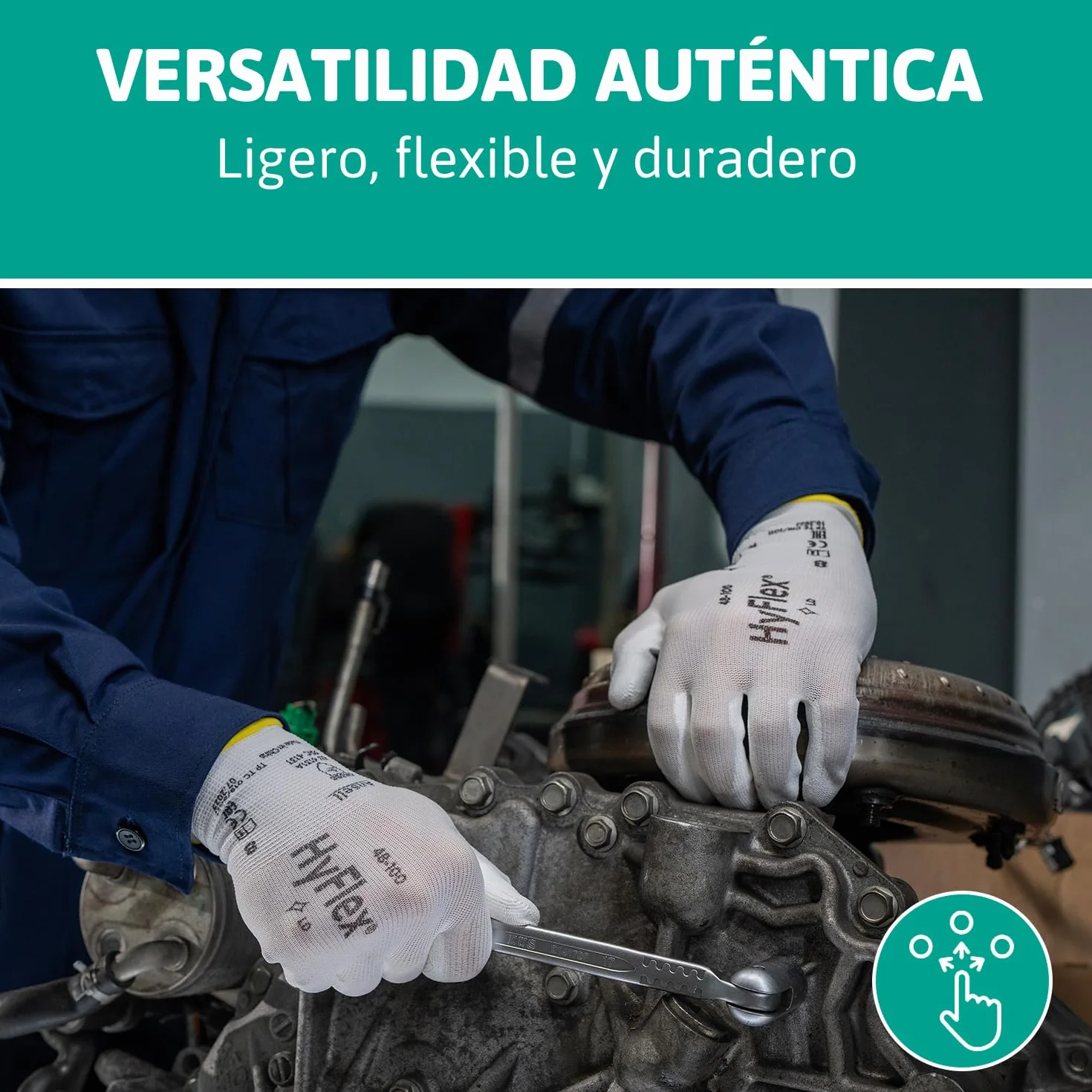 Ansell HyFlex 11-800 Guantes de Trabajo Profesionales, Revestimiento de Nitrilo Antideslizante, Talla XL, 12 Pares