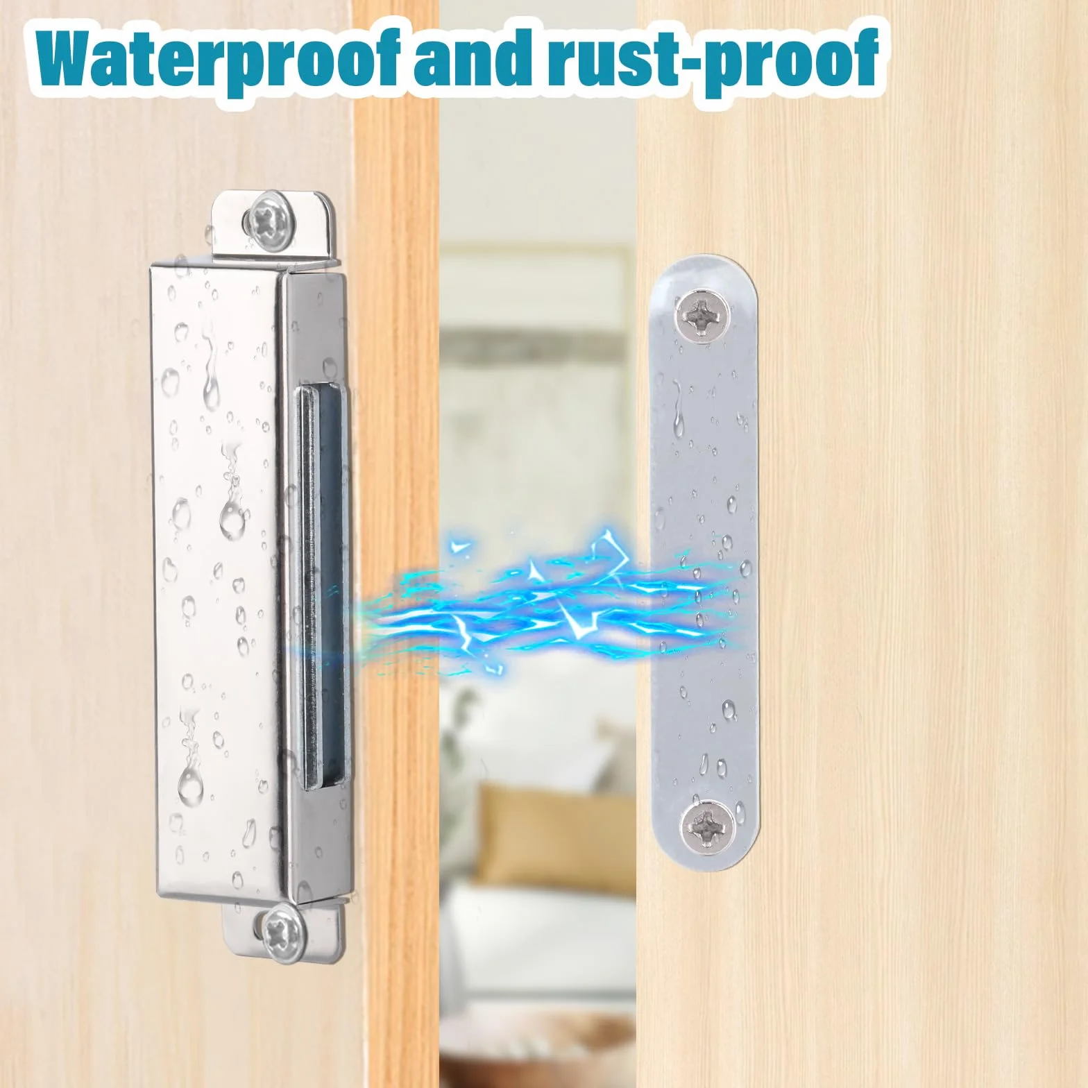MIN CI Paquete de 4 cierres magnéticos para puerta, imanes fuertes resistentes de 45 kg, imanes de puerta de neodimio, imanes magnéticos de acero inoxidable para armarios, cocina, baño, armario