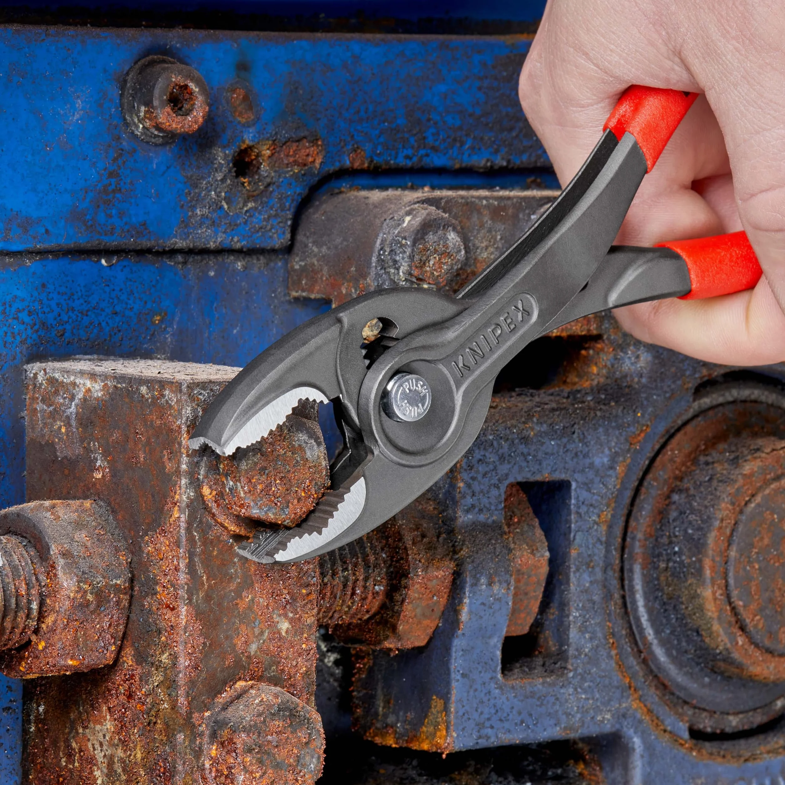 KNIPEX TwinGrip Alicate de agarre frontal y lateral con cartulinas autoservicio Mangos plasticos por inmersión, 82 01 200