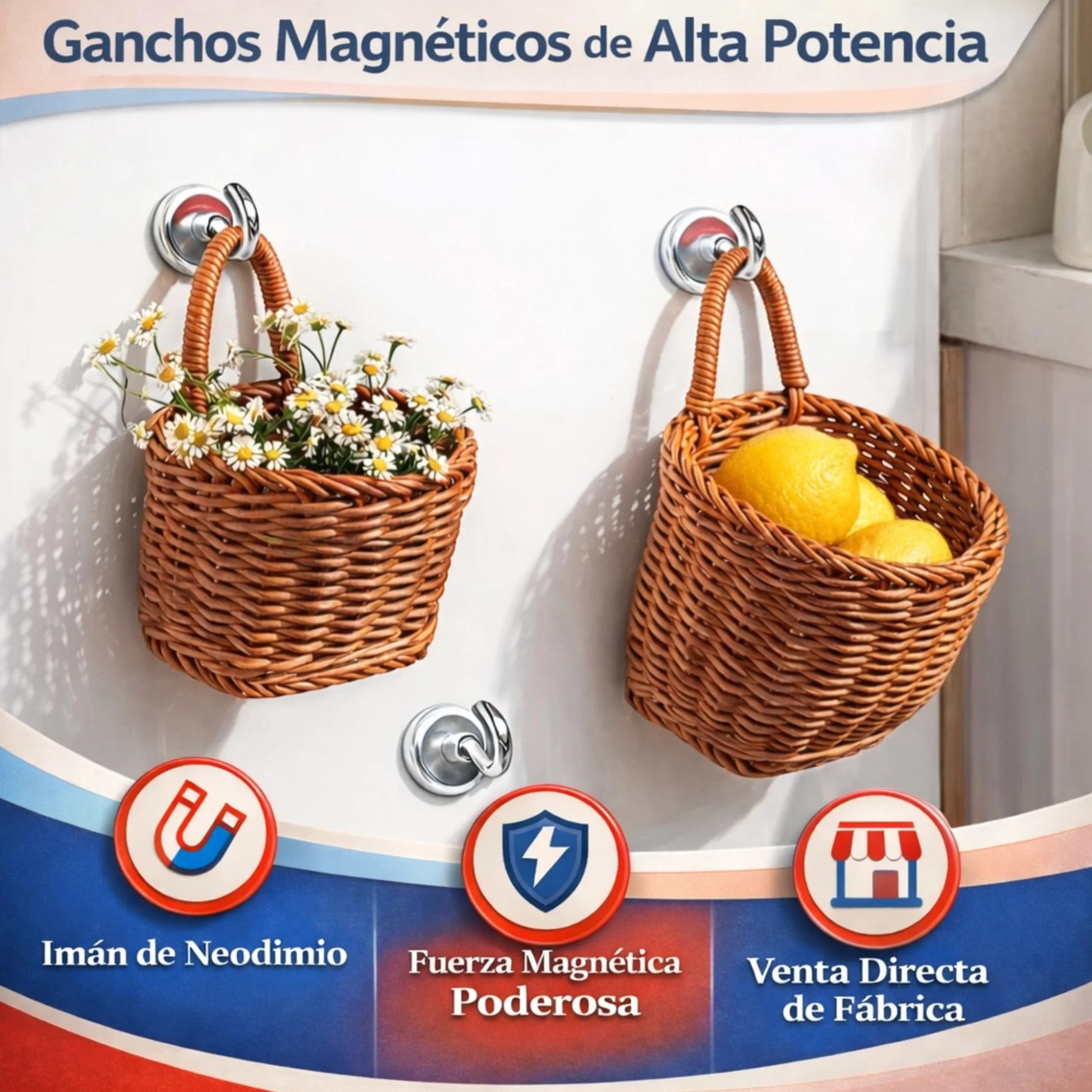 Alizones Gancho Magnético de Neodimio | Potente y Versátil para Organización y Fijaciones (E25 mm, 10 pcs)