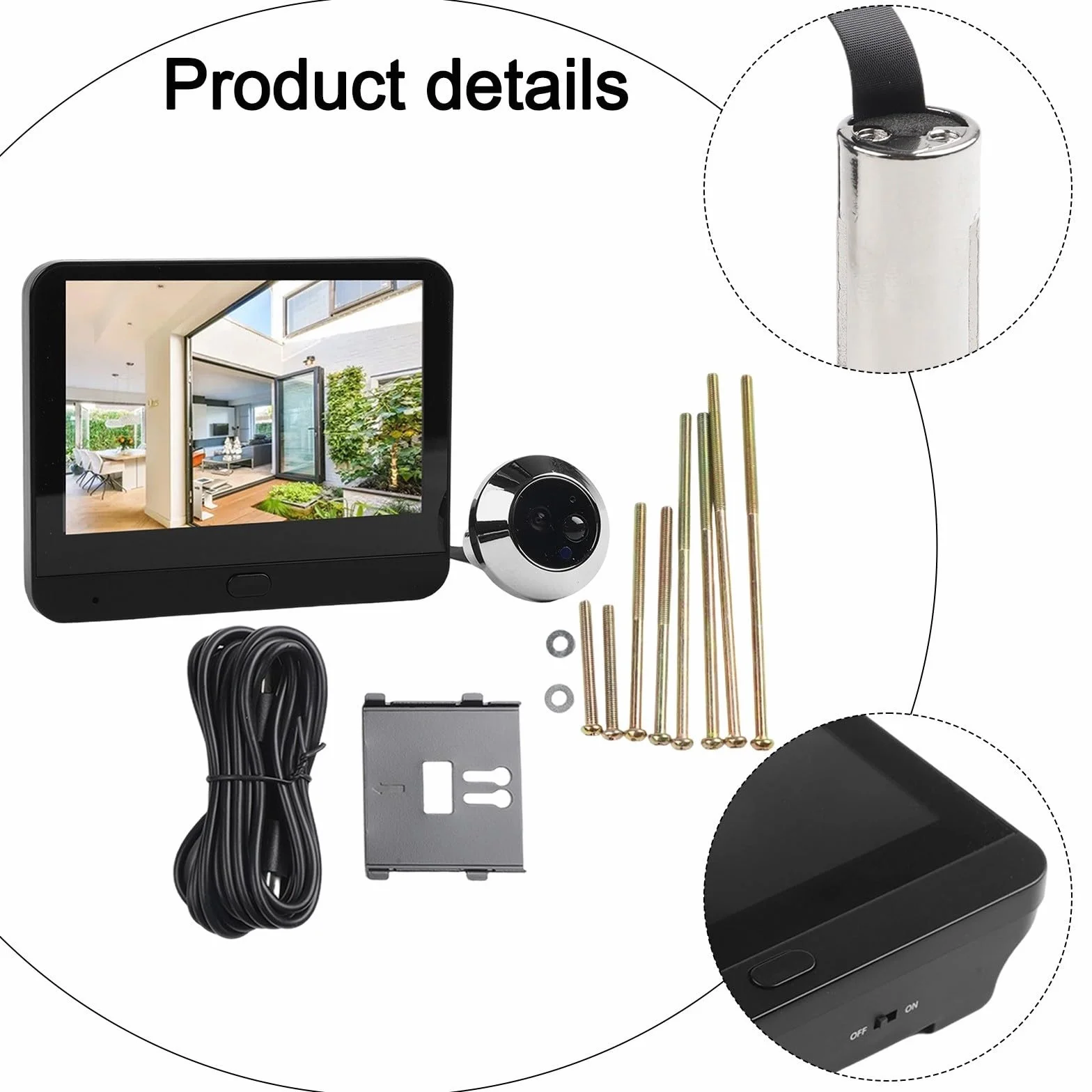 Cámara mirilla 1080P con monitor de 4.3 pulgadas, timbre de video 2.4G para aplicación Tuya, movimiento, se adapta a puertas de 35 a 120 mm de grosor