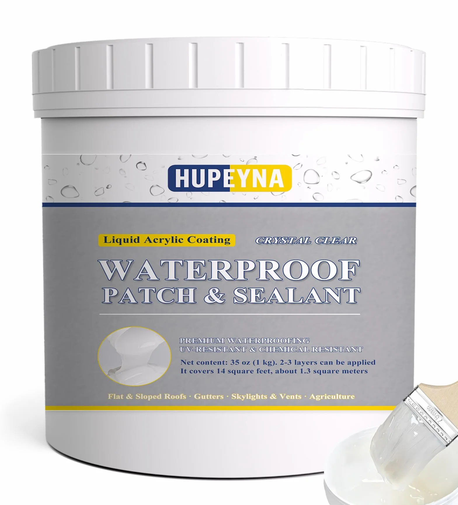 Impermeabilizante Transparente, Hupeyna Hidrofugante Invisible, Adhesivo Transparente Reparador de Fugas Impermeable, Revestimiento Impermeable a Base de Agua para Interiores y Exteriores